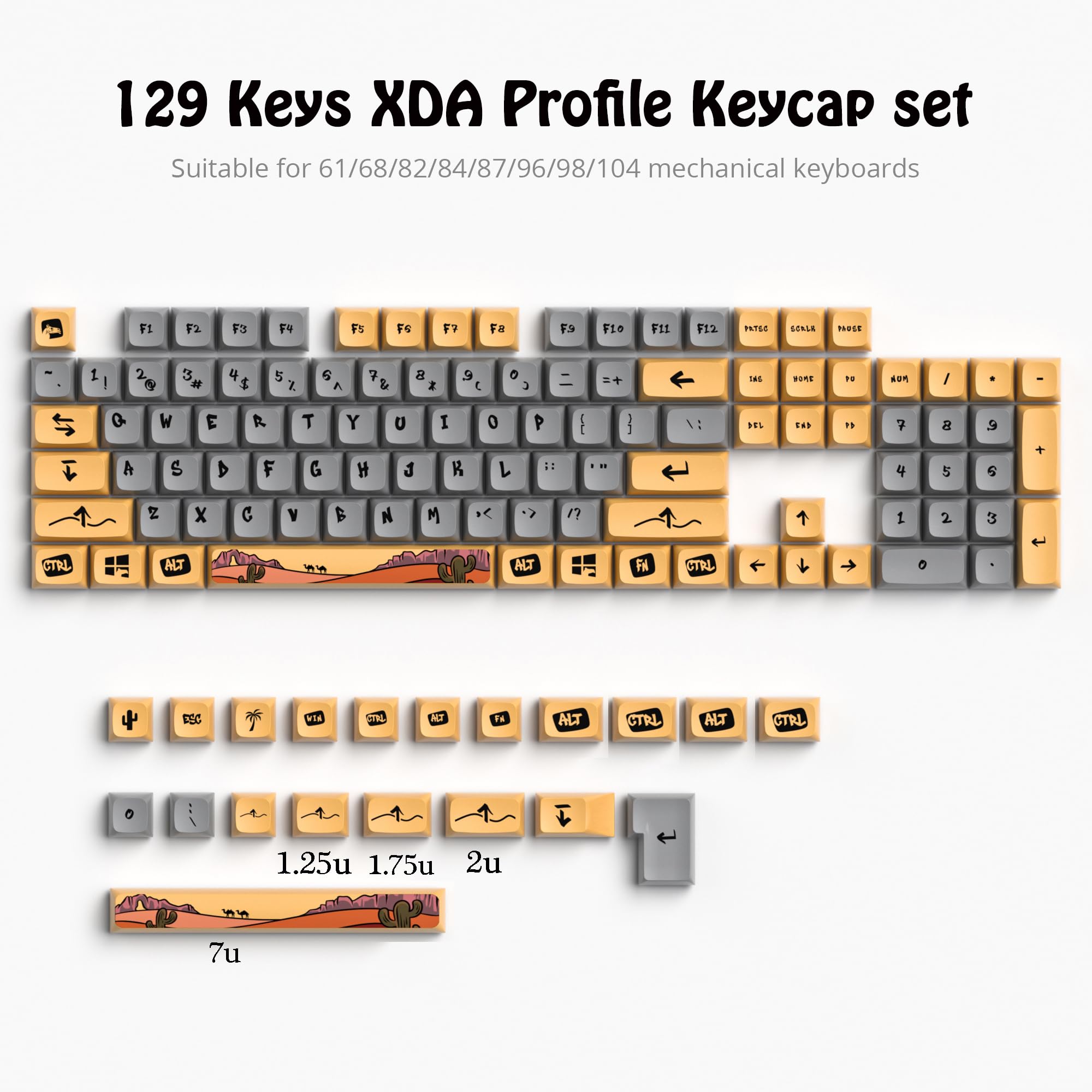 Mosptnspg 129 Keys Pbt Xda Keycaps
