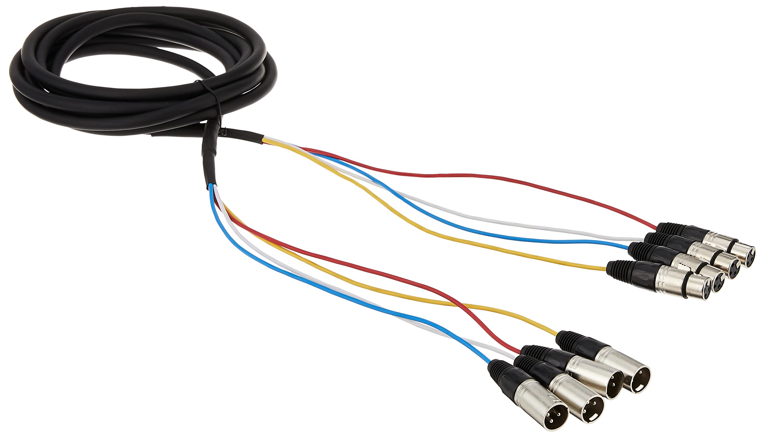 Monoprice 4 Channel Xlr Male To Xlr Female Snake Cable   15 Feet   Black/Silver, Metal Connector Housings, Plastic And Rubber Ca