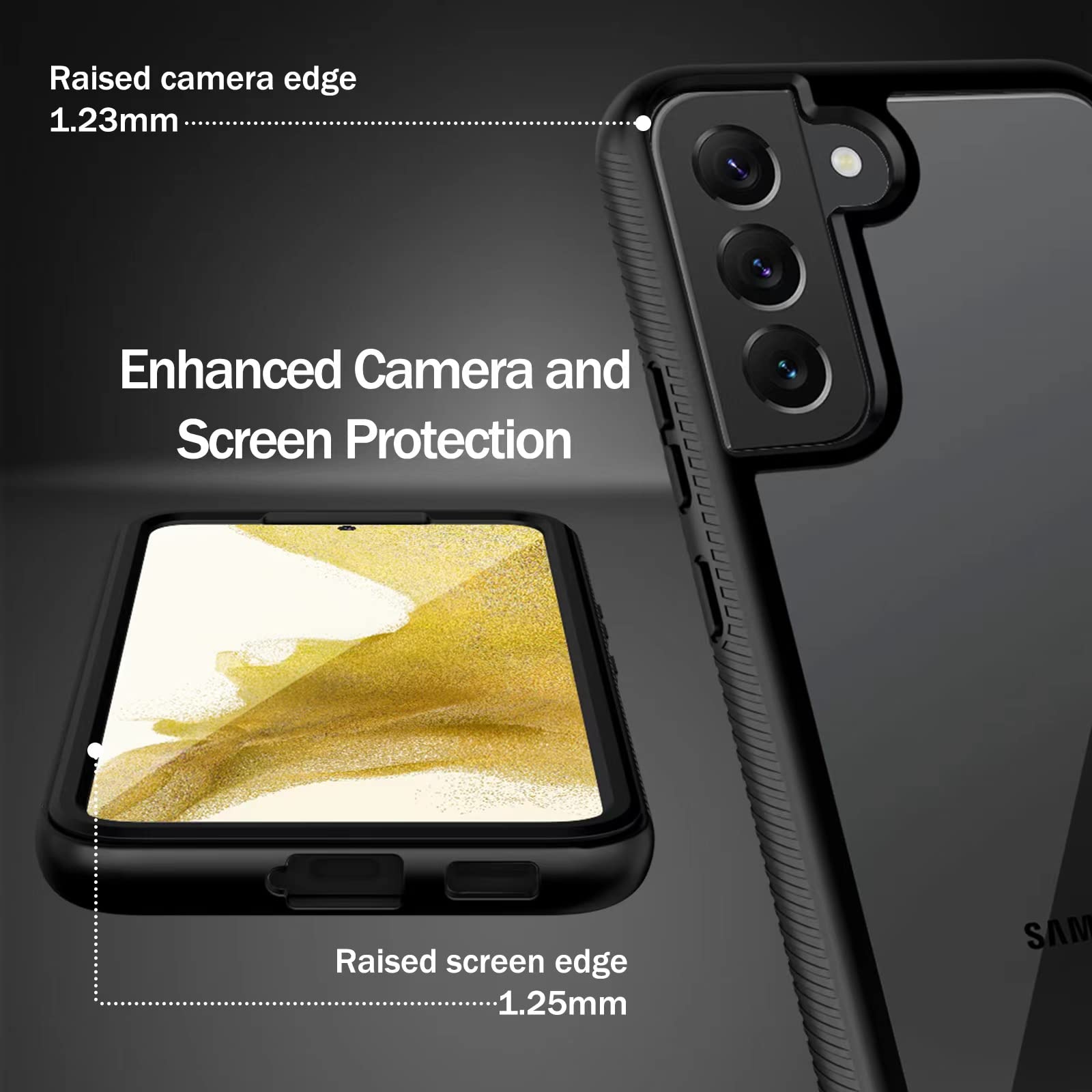 Wahhle Compatible With Samsung Galaxy S22+ Plus Case, Built In Screen Protector Full Body Shockproof Slim Fit Bumper Protective