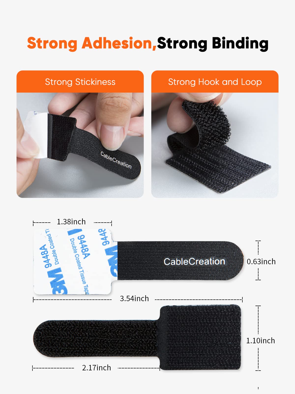 Cablecreation Cable Ties, Strong Back Glue Self Adhesive Cable Straps, Cable Management Straps Hook Loop Cord Organizer Wire Tie
