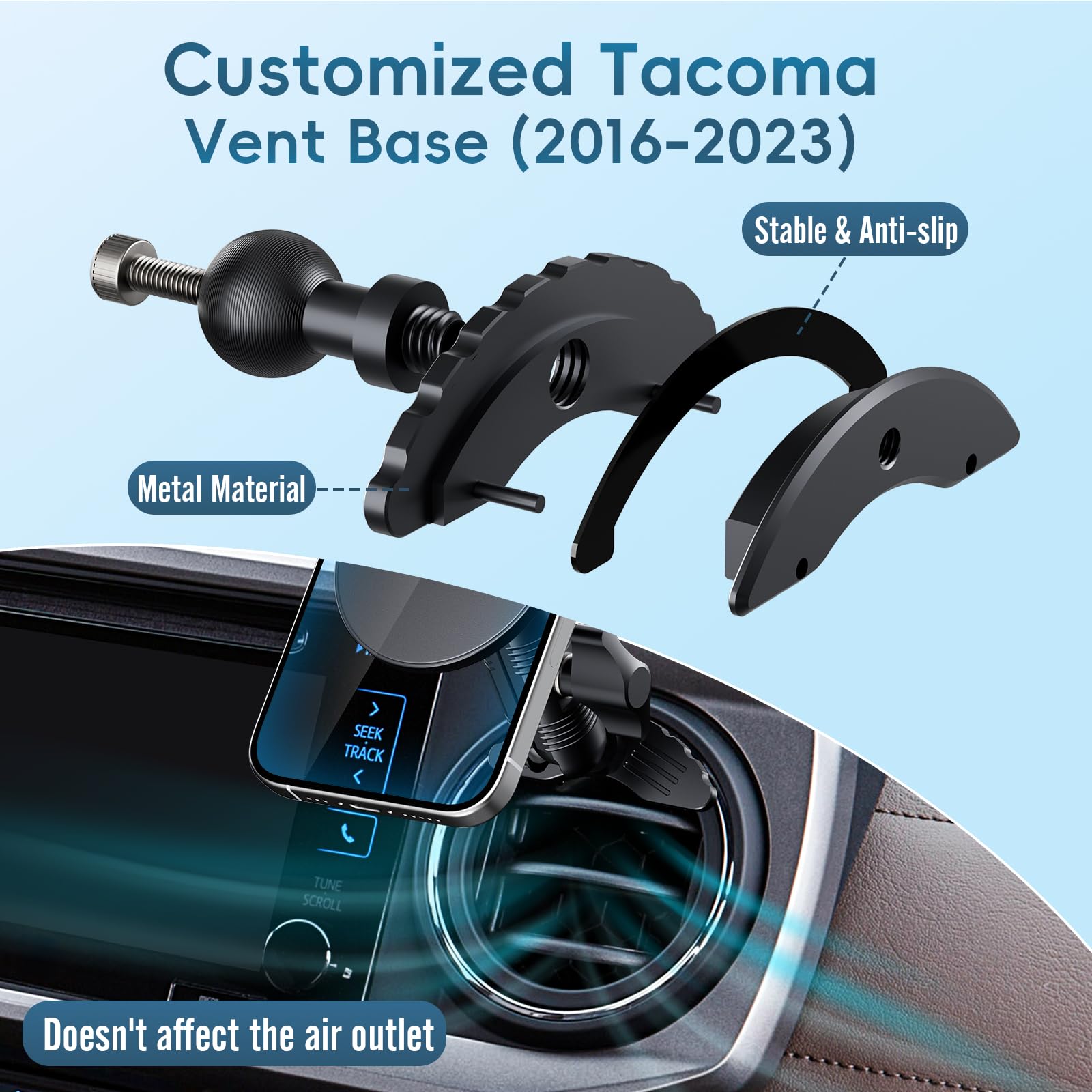 Upgraded Vent Magnetic Phone Mount For Tacoma 2016 -2023 And 2014-2021 Toyota Tundra, 3Rd Gen Tacoma Cell Phone Cradles With Ful