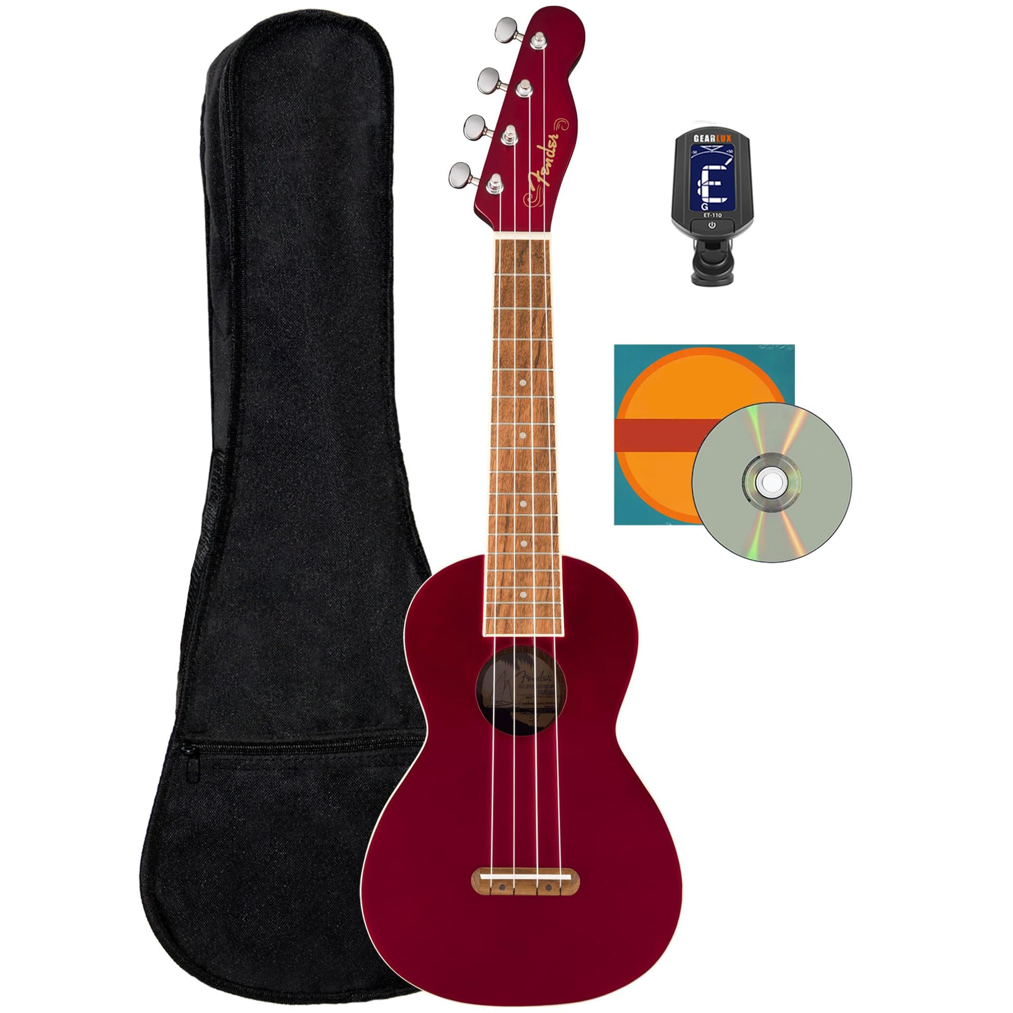 Fender Rincon Acoustic-Electric Tenor Ukulele Bundle with Hard Case, Tuner, and Austin Bazaar Instructional DVD