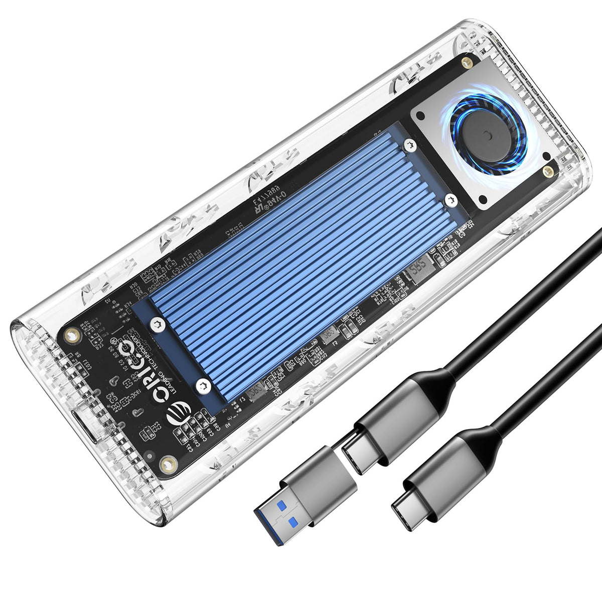 Orico 40Gbps M.2 Nvme Ssd Enclosure With Built In Cooling Fan, Tool Free External Hard Drive Enclosure, Support 2230 2242 2260 2