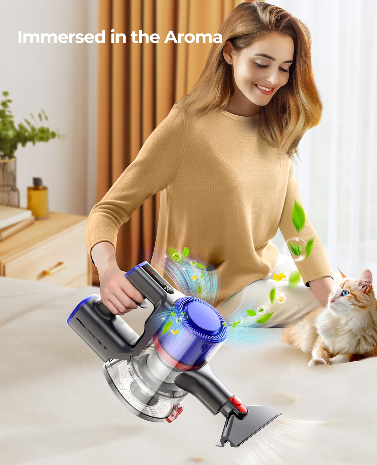 Fieety Cordless Vacuum Cleaner 40Kpa, 450W Stick Vacuum Cleaner, Up To 55 Mins Runtime, Self Standing Vacuum Cleaner With Wall M