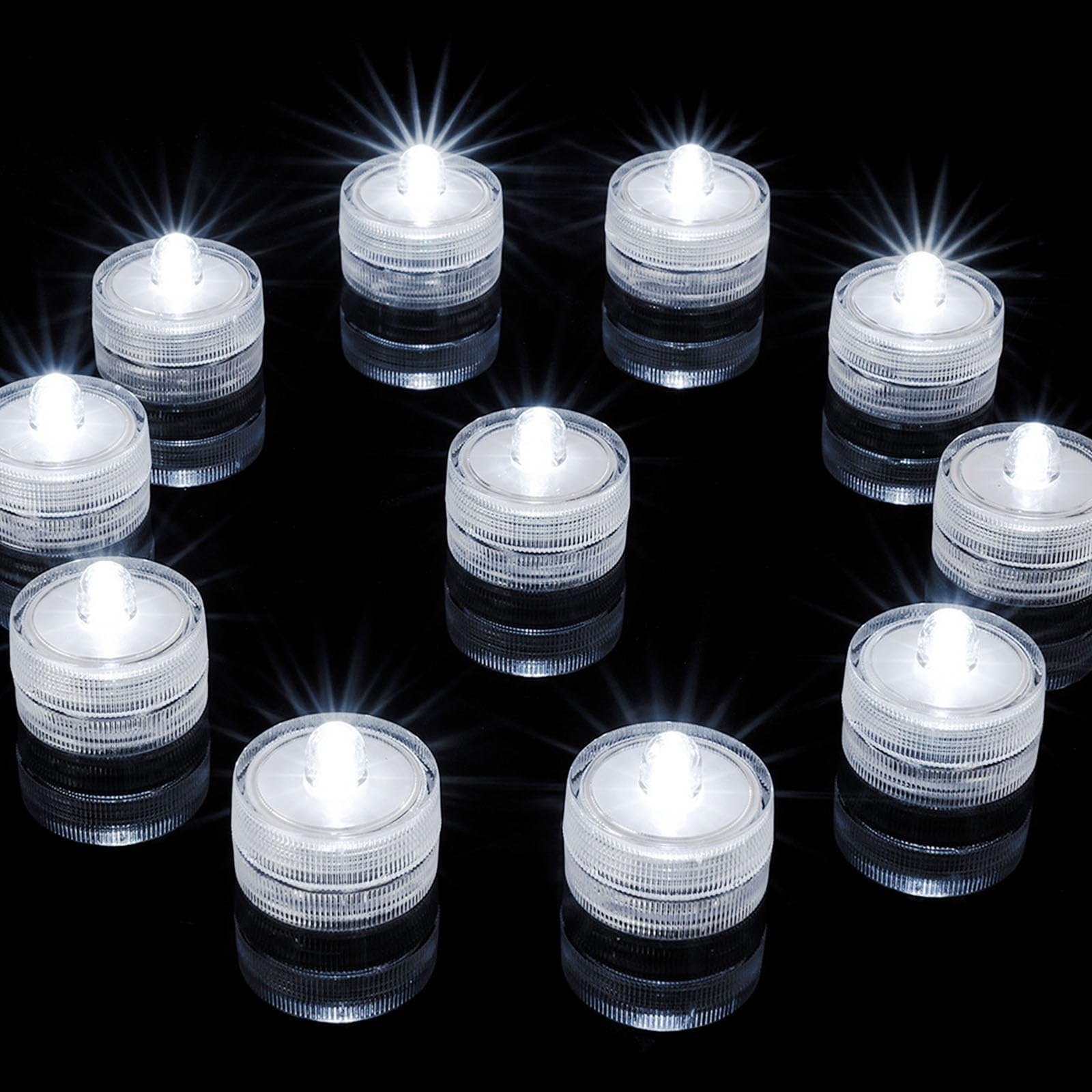 Homemory 12Pcs Mini Submersible Led Lights, 150+Hour Waterproof Small Tealight Candles,Battery Operated Underwater Efx Light For