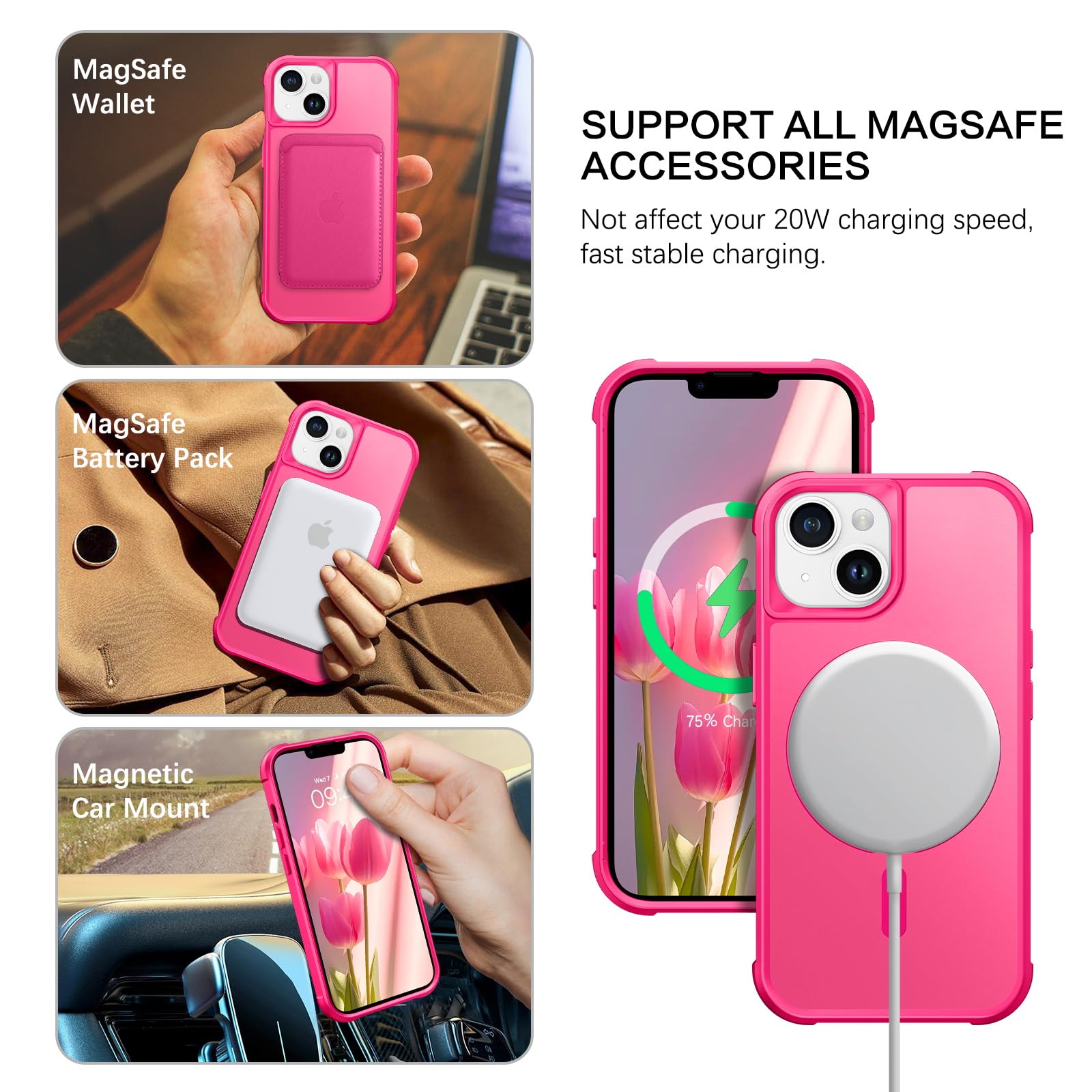 Bentoben For Magnetic Iphone 13 Case, Phone Case Iphone 14[Compatible With Magsafe] Rotatable Ring Holder Kickstand Design Shock