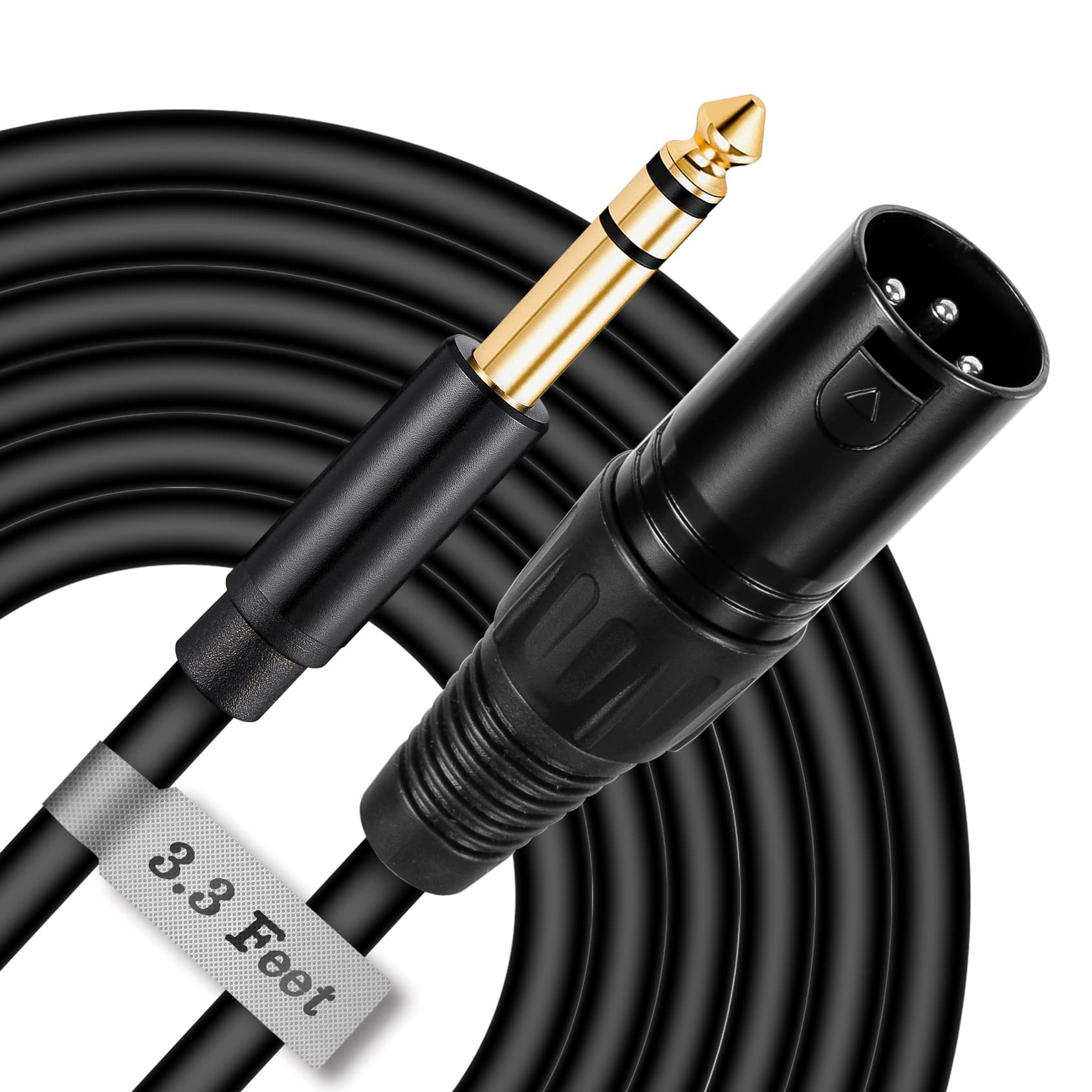 Sound Harbor Xlr To 1/4 Inch Cable 3.3 Feet,Trs 6.35Mm To Xlr Male Jack   Soft Pvc Balanced Patch Cable