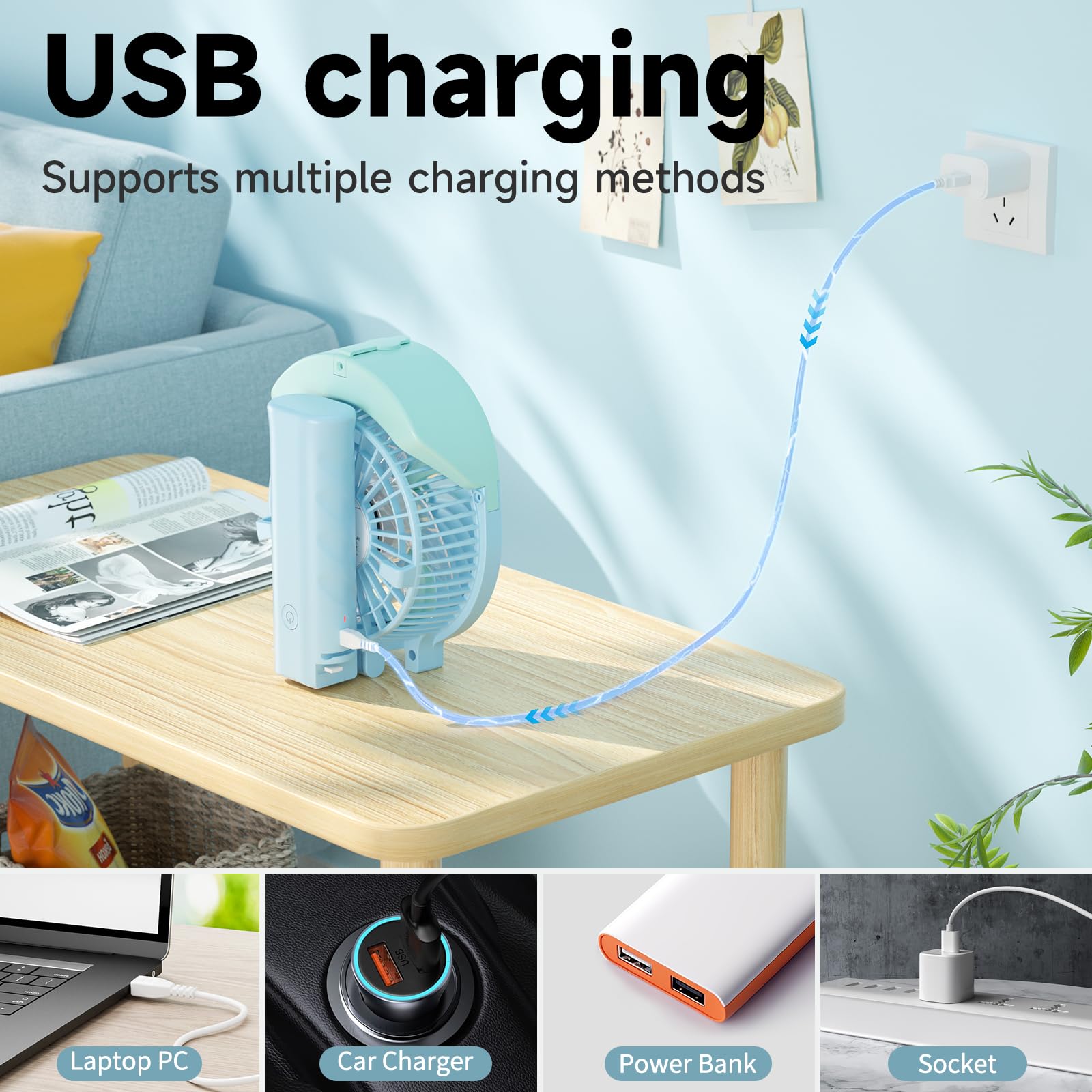 Handfan Portable Misting Fan, 55Ml Large Water Tank, Rechargeable Handheld Personal Mister Battery Operated Spray Mist 180Afolda