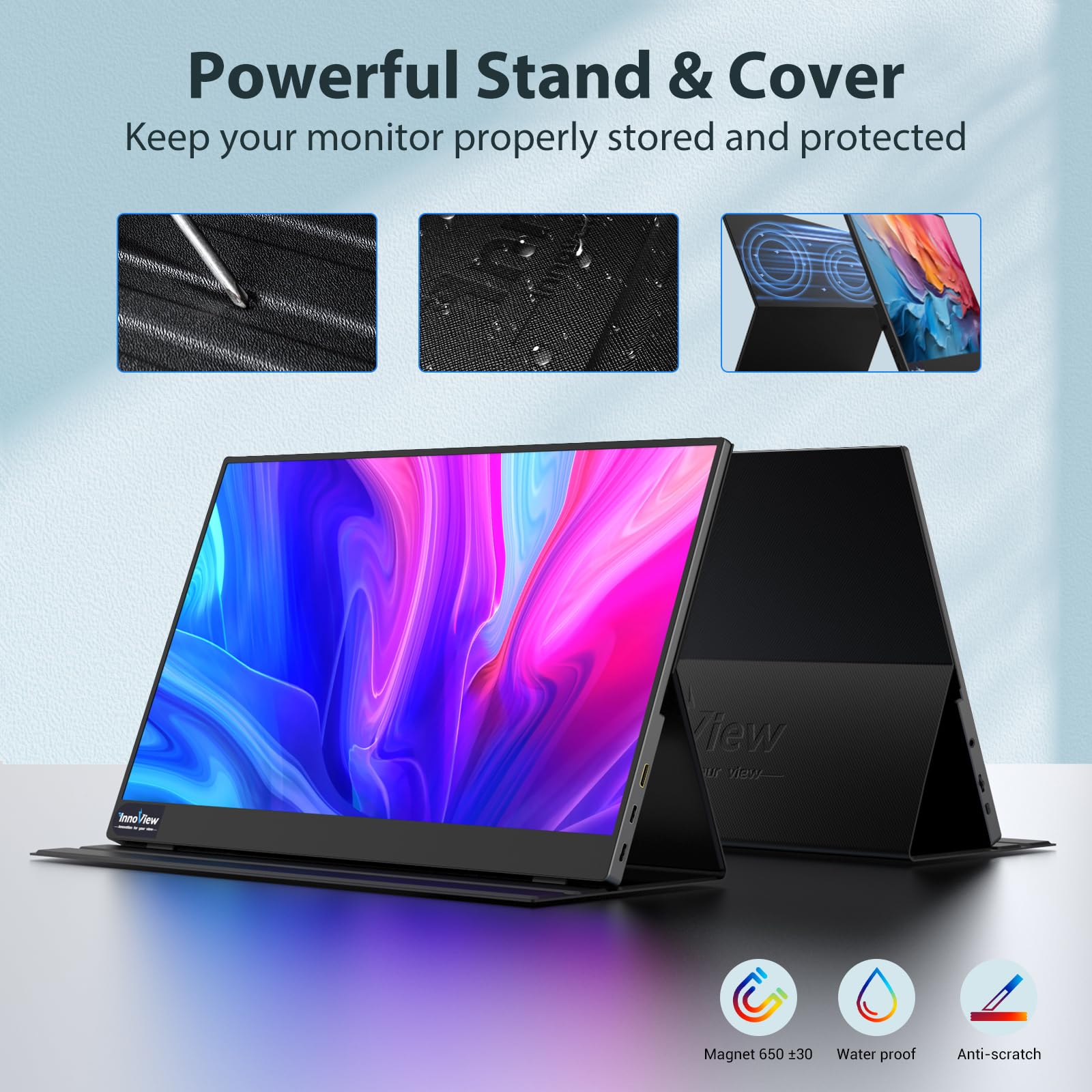 Innoview Portable Monitor, 15.6 Inch Fhd 1080P Hdmi Usb C Second External Monitor For Laptop, Desktop, Macbook, Phones, Tablet, Ps5/4, Xbox, Switch, Built In Speaker With Protective Case