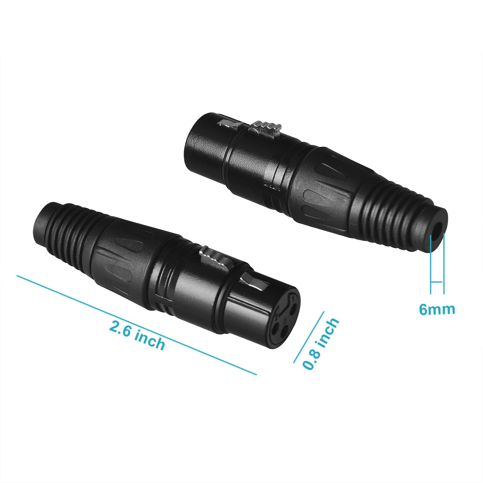 Eoere 20 Pack Dmx 3 Pin Xlr Connectors Female Microphone Mic Cable Plug Connector Audio Socket