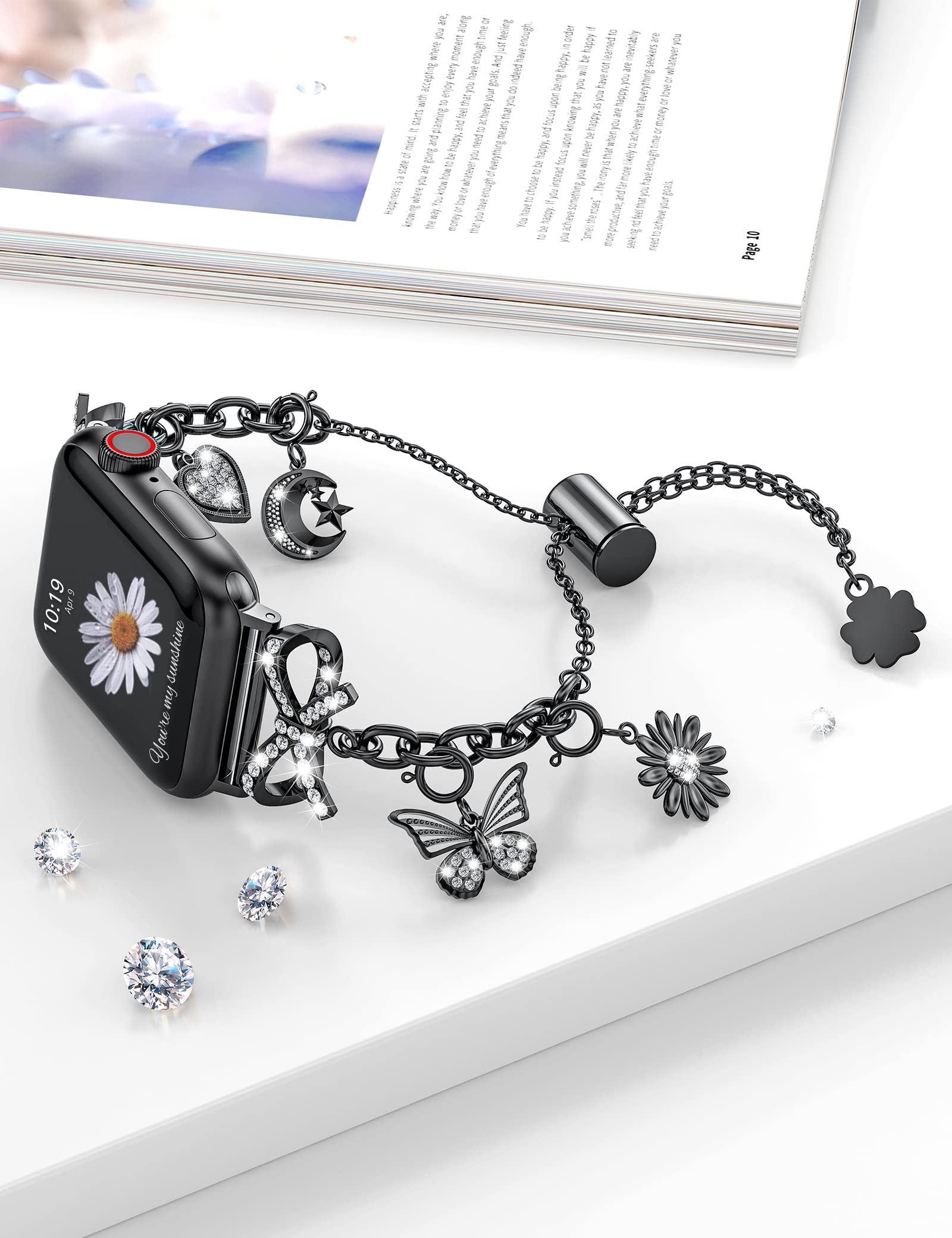 Minyee Bling Bands Compatible With Apple Watch Band 38Mm 40Mm 41Mm, Stainless Steel Diamond Sparkle Jewelry Bracelet Women With