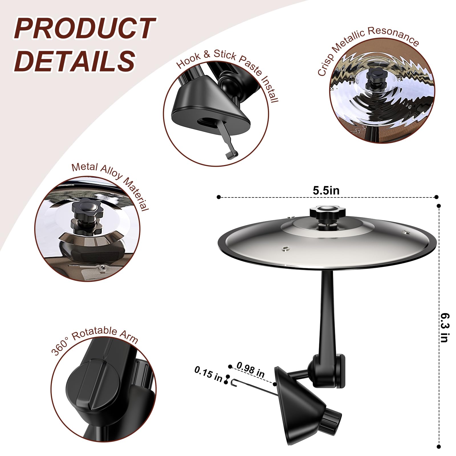 2 Pack Car Cymbal Drum Air Vent, Mini Metal Drum Crash Cymbal For Car Dashboard, Funny Musical Instruments Gadget For Drummer Mu