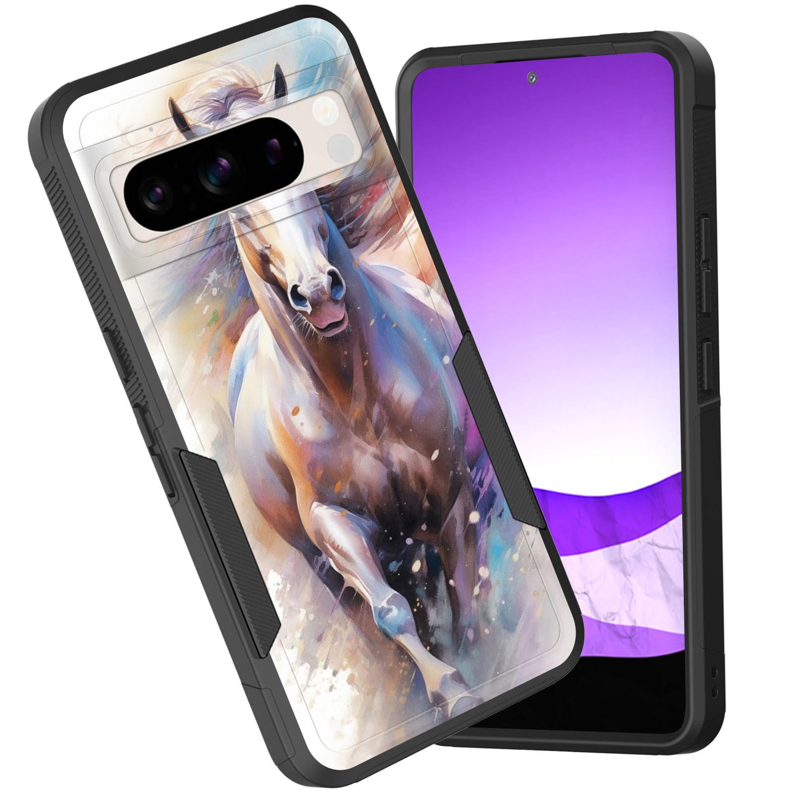 Cicplkse For Pixel 8 Pro Case,Dual Layer Heavy Duty Hybrid Shockproof Hard Pc Soft Silicone Tpu Bumper Protective Cover Case For