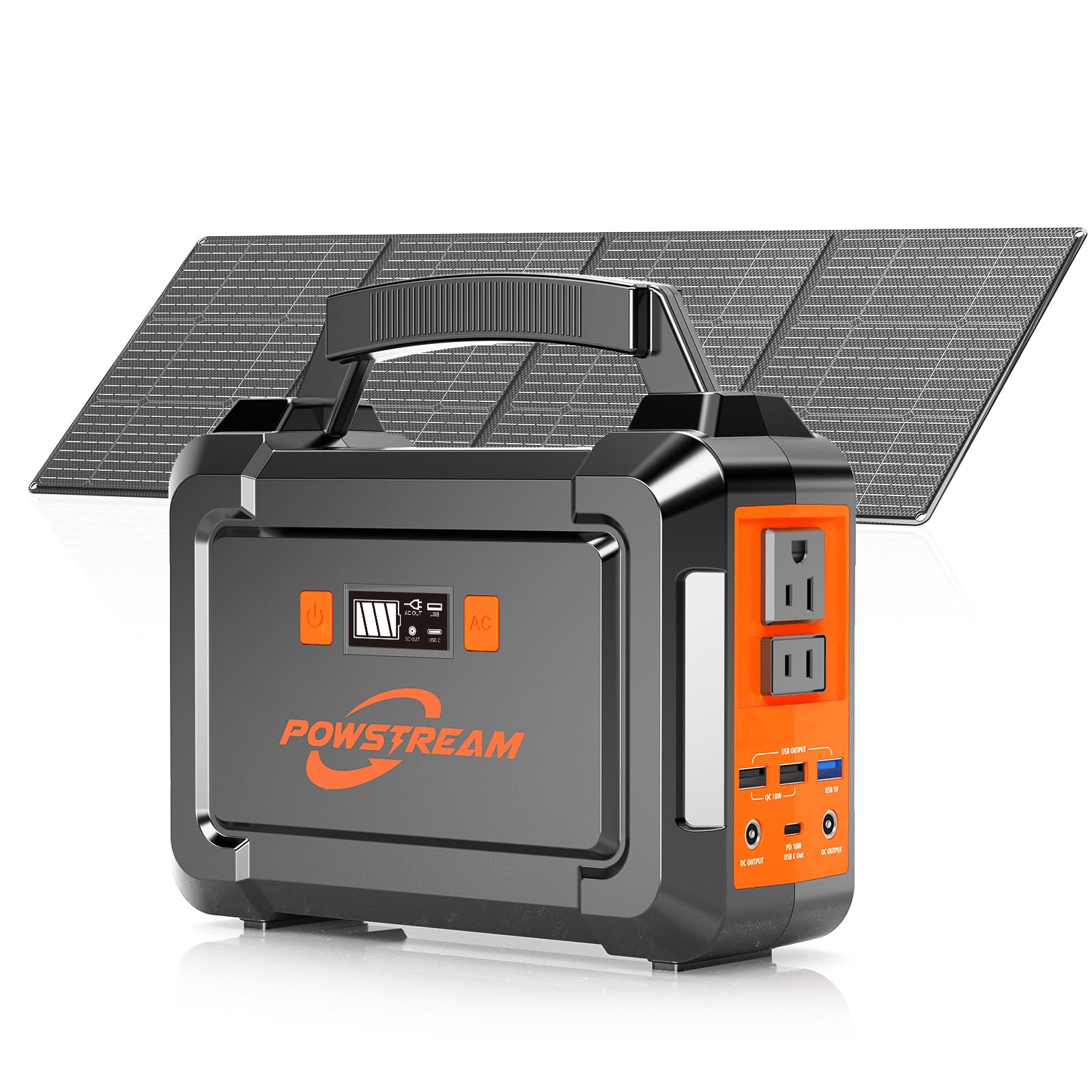 Powstream 300W Solar Generator 296Wh Camping Portable Power Station With 60W Foldable Solar Panel   Lithium Battery Power Bank W