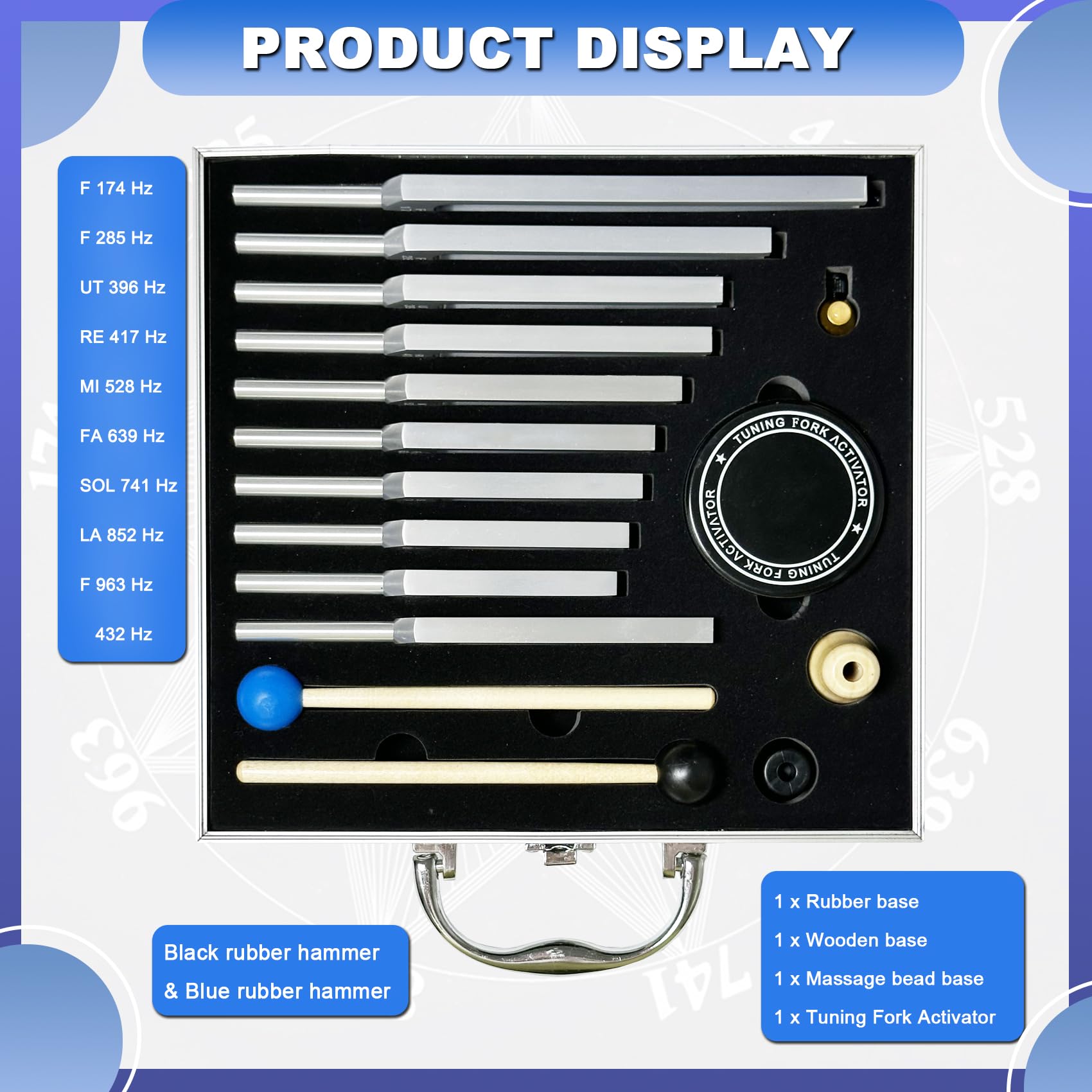 Tenfly Solfeggio Tuning Fork Set   10 Pac Silver Tuning Forks For Body Relaxation, Yoga Meditation, Sound Therapy, Stress Relief