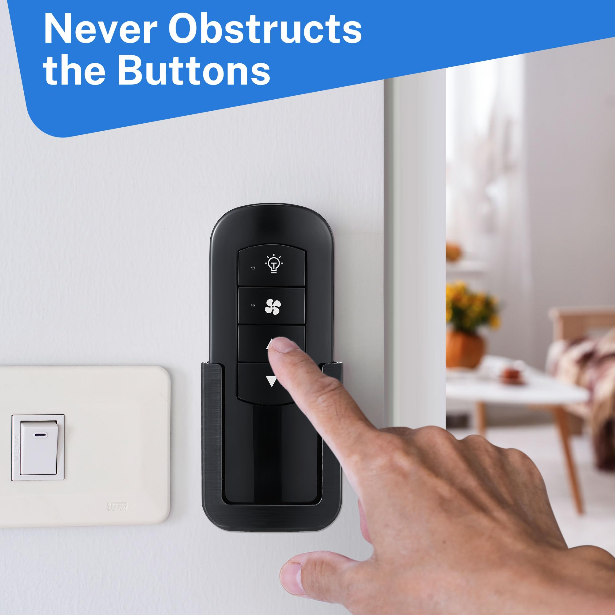 Saillong 2 Pack Ceiling Fan Remote Control Holder With Screws Wall Mount Fan Remote Bracket (Black)