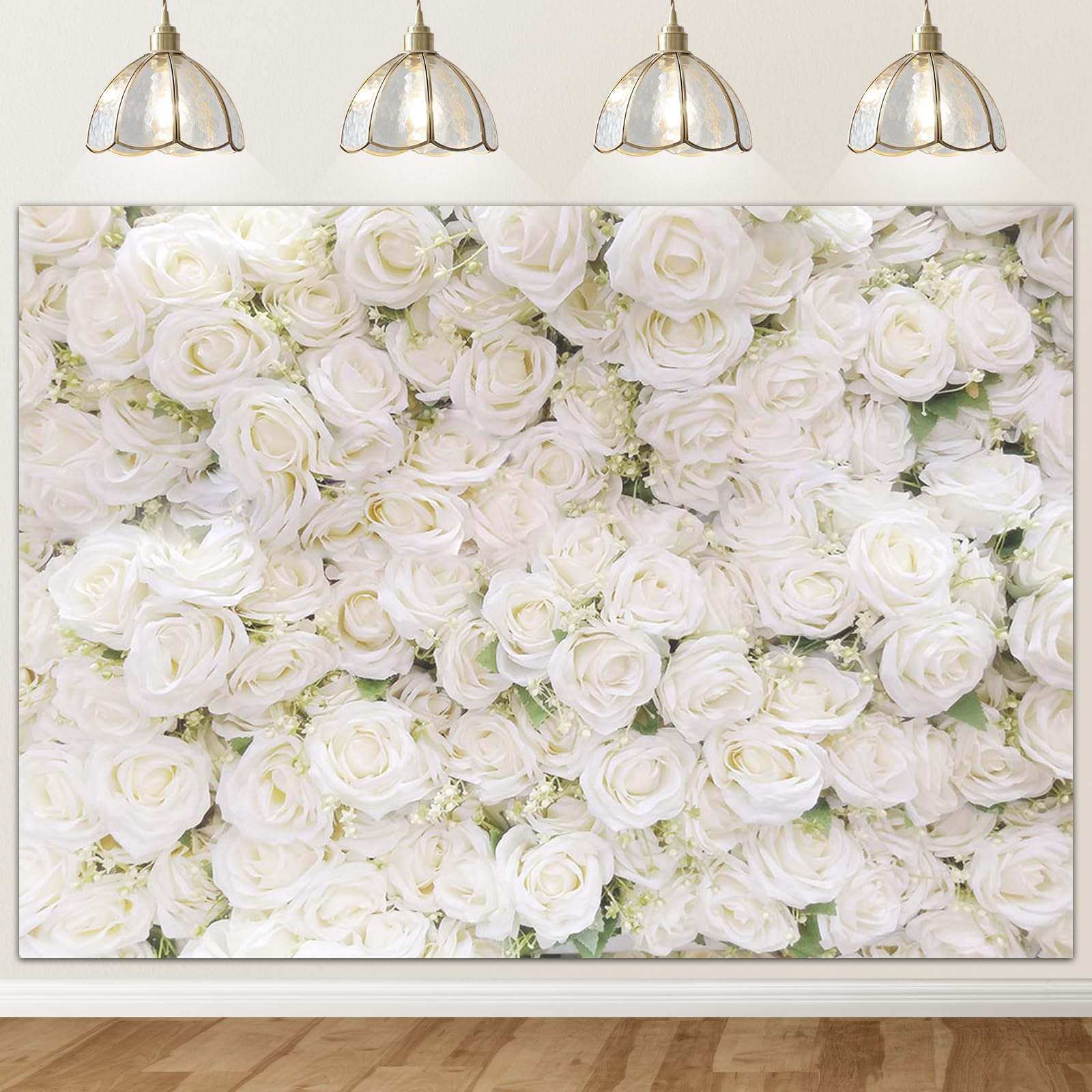 Avezano White Flower Backdrop For Party Photoshoot Wedding Floral Wall Bridal Shower Party Decoration Photography Background Whi