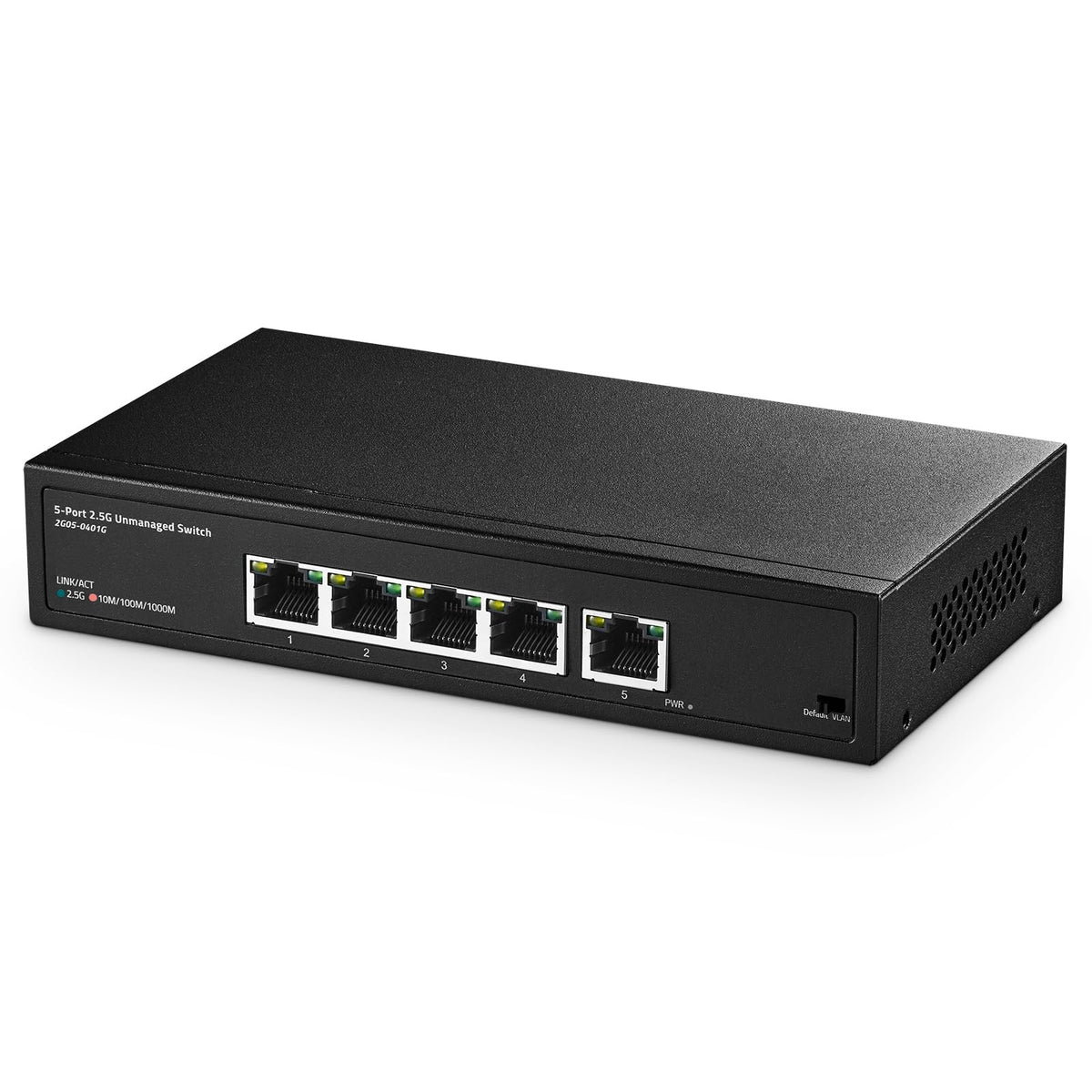 Binardat 5 Port 2.5G Switch, 5 X 2.5 Gigabit Rj 45 Ethernet Ports, Support Vlan, Metal Unmanaged Multi Gigabit Desktop Network S