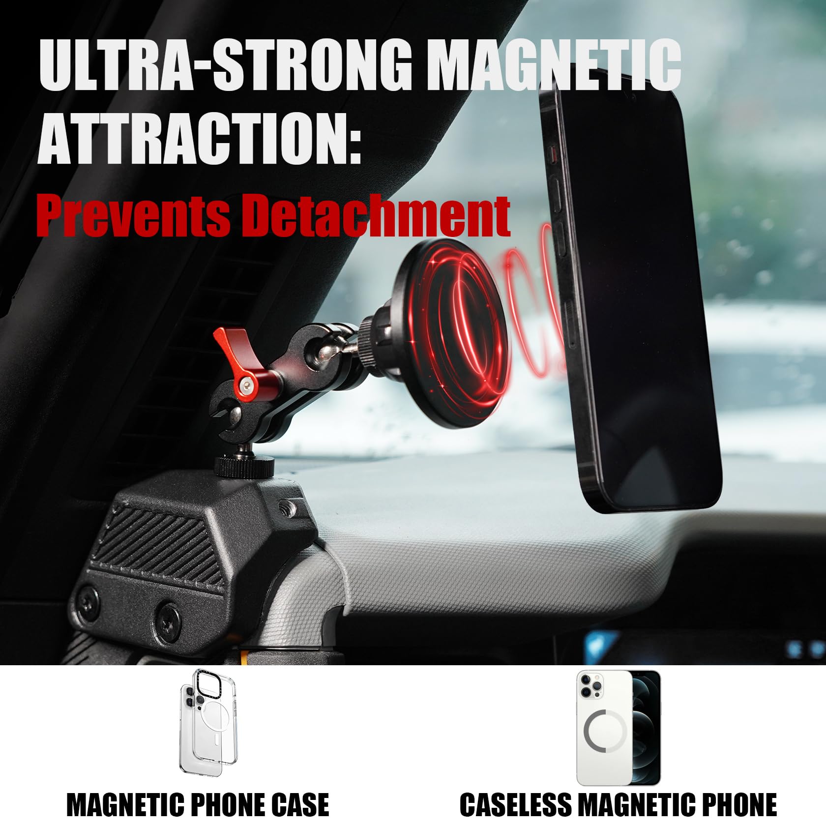 Mabett Magnetic Phone Holder For Ford Bronco 2021 2022 2023 2024 2025, Adjustable Angles 360Phone Mount For Bronco Accessories