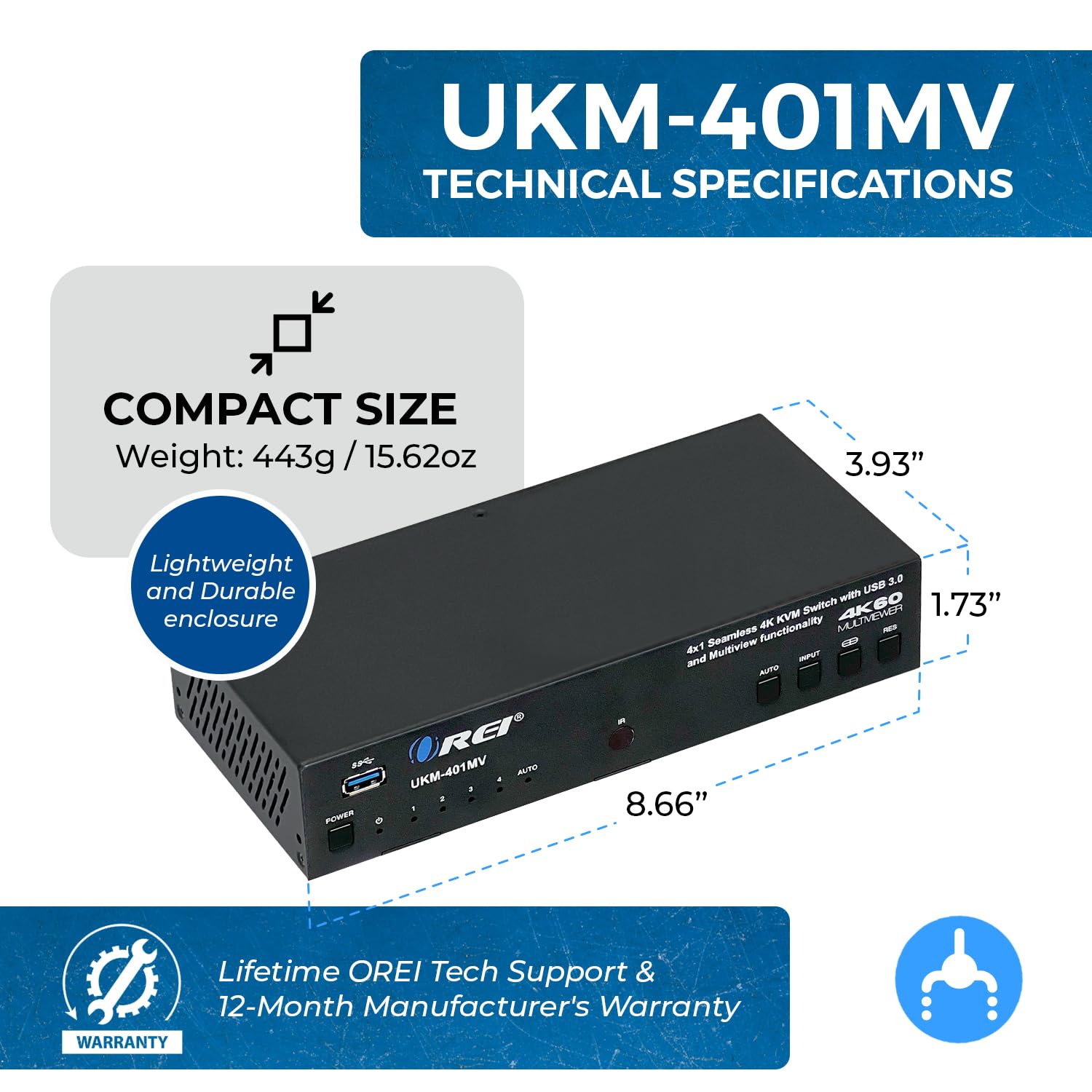 4X1 Kvm Hdmi Seamless Switch Multiviewer By Orei, Share Multiple Devices, Pc, Computers, Phones, Gaming On One Display Monitor,
