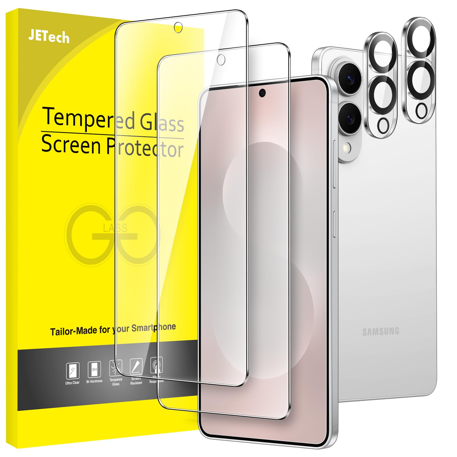 JETech Screen Protector for Samsung Galaxy S25 Edge with Camera Lens Protector, Tempered Glass Film, Fingerprint ID Compatible, 