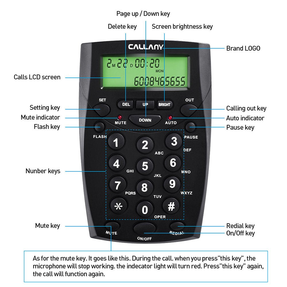 Callany Call Center Telephone With Noise Cancellation Headset (Ht500)