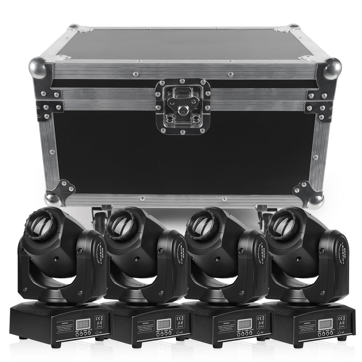 UKing 4PCS Moving Head Lights with Flight Case Storage Container, ZQ02001 Customized Road Case and 4PCS Moving Head DJ Lights I