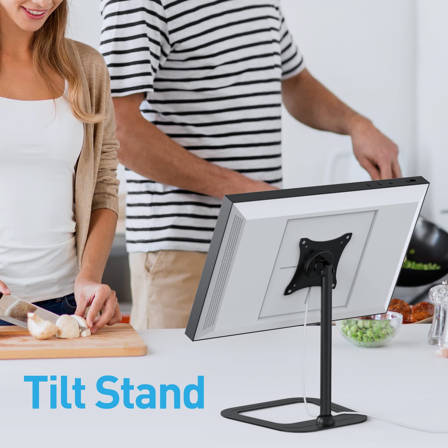 Almoz Swivel And Tilt Stand For Echo Show 15, Raise Up To 10'' From Desk, Metal Show 15 Mount Rotate 360, With Stable Big Base,