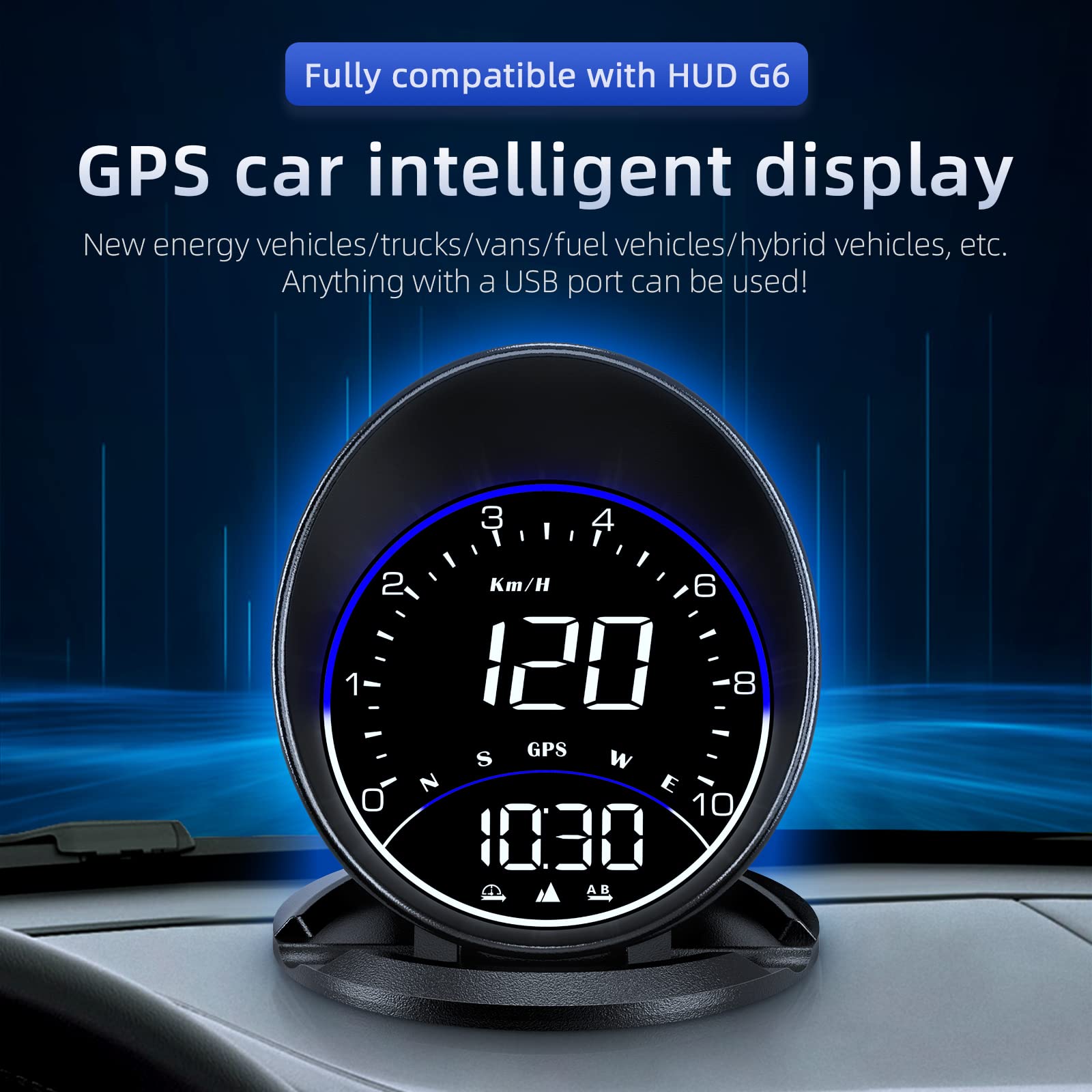 Acecar Digital Gps Speedometer, Car Universal Hud Head Up Display With Gps Speed Mph, Driving Direction Compass, Altitude, Drivi