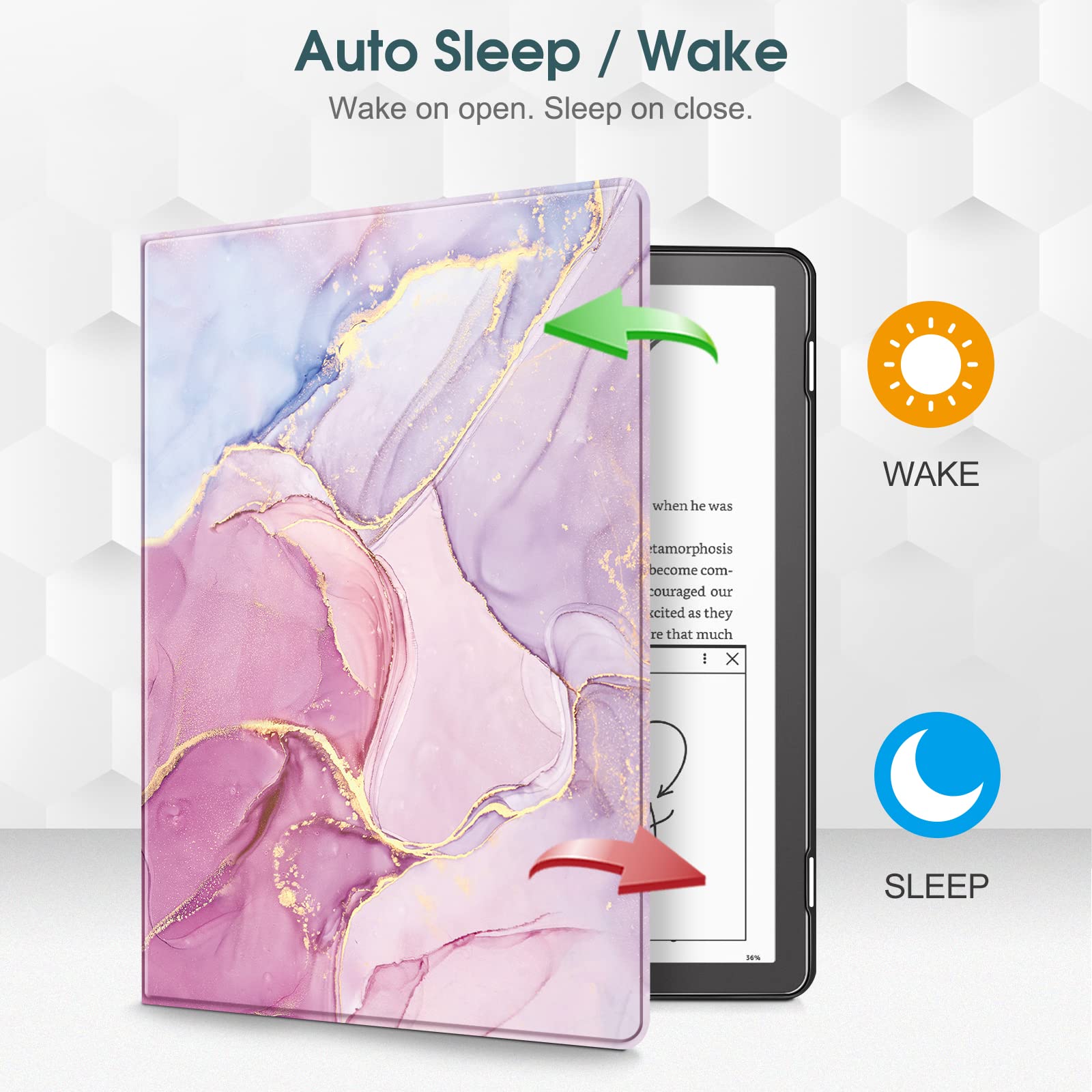 Fintie Slimshell Case For Kindle Scribe 10.2 Inch (2022 Released) - Premium Pu Leather Lightweight Book Folio Cover Auto Sleep/W