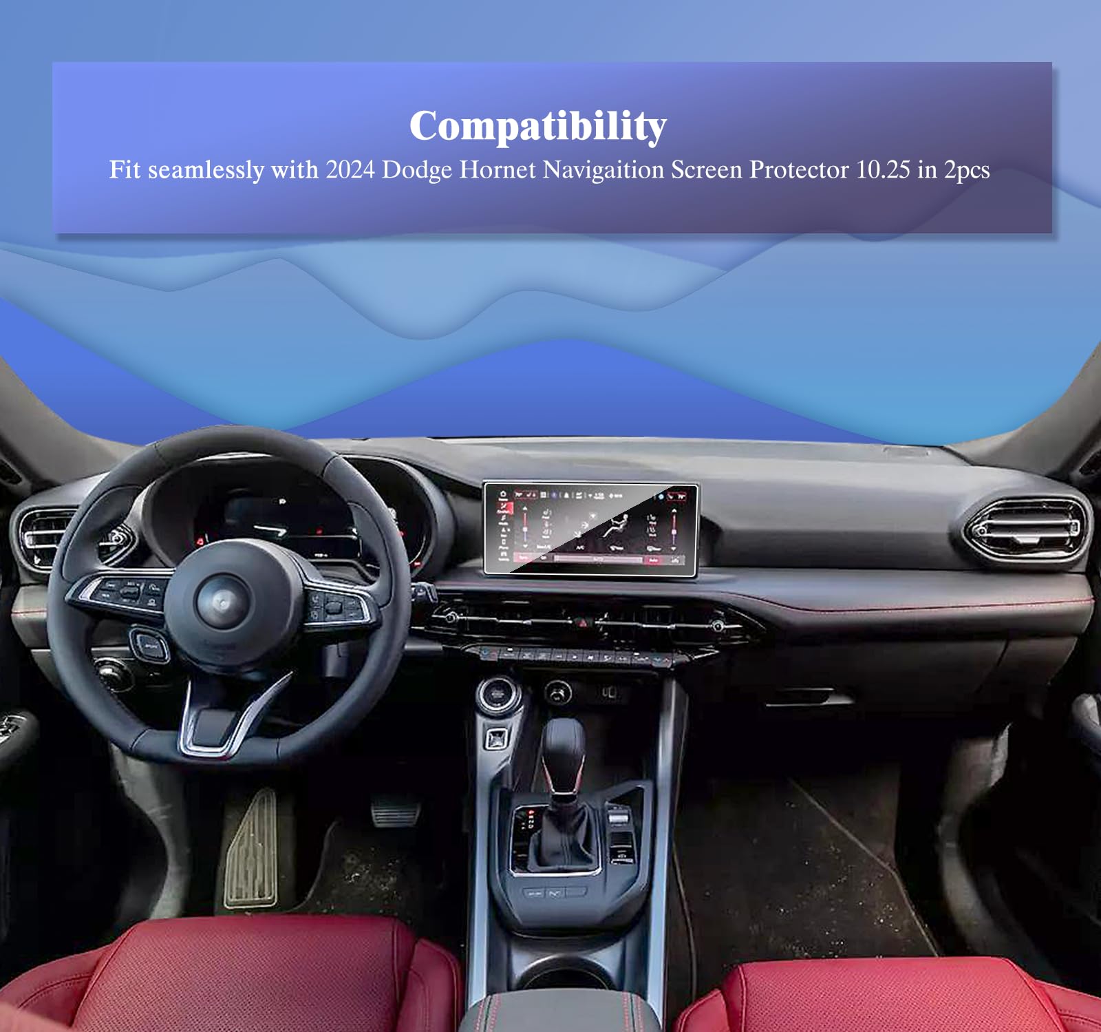 Ufgdsha 2Pcs 2024 Dodge Hornet Screen Protector For 2024 Dodge Hornet Accessories 2023 2024 Hornet Gt Gt Plus R/T R/T Plus 10.25