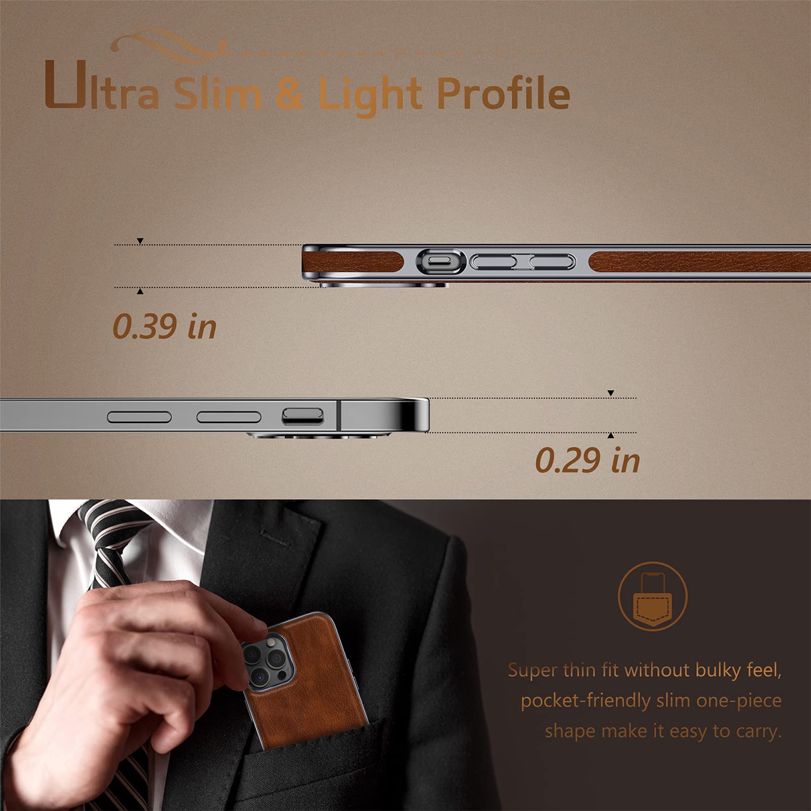 Lohasic Case For Iphone 14 Pro Max, Classic Leather With Soft Microfiber Lining Inner Cover Shockproof Magnetic Cases Compatible