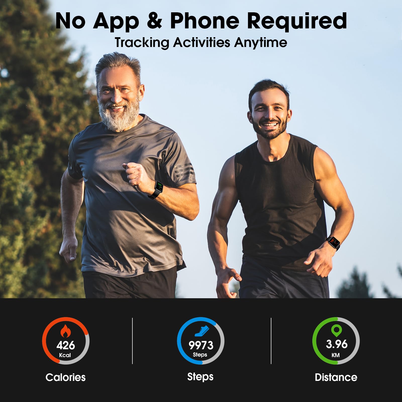 Eurans Smart Watch No App/Phone Required, Long Battery Life Fitness Tracker Watch, Large Hd Screen, Waterproof Activity Tracker