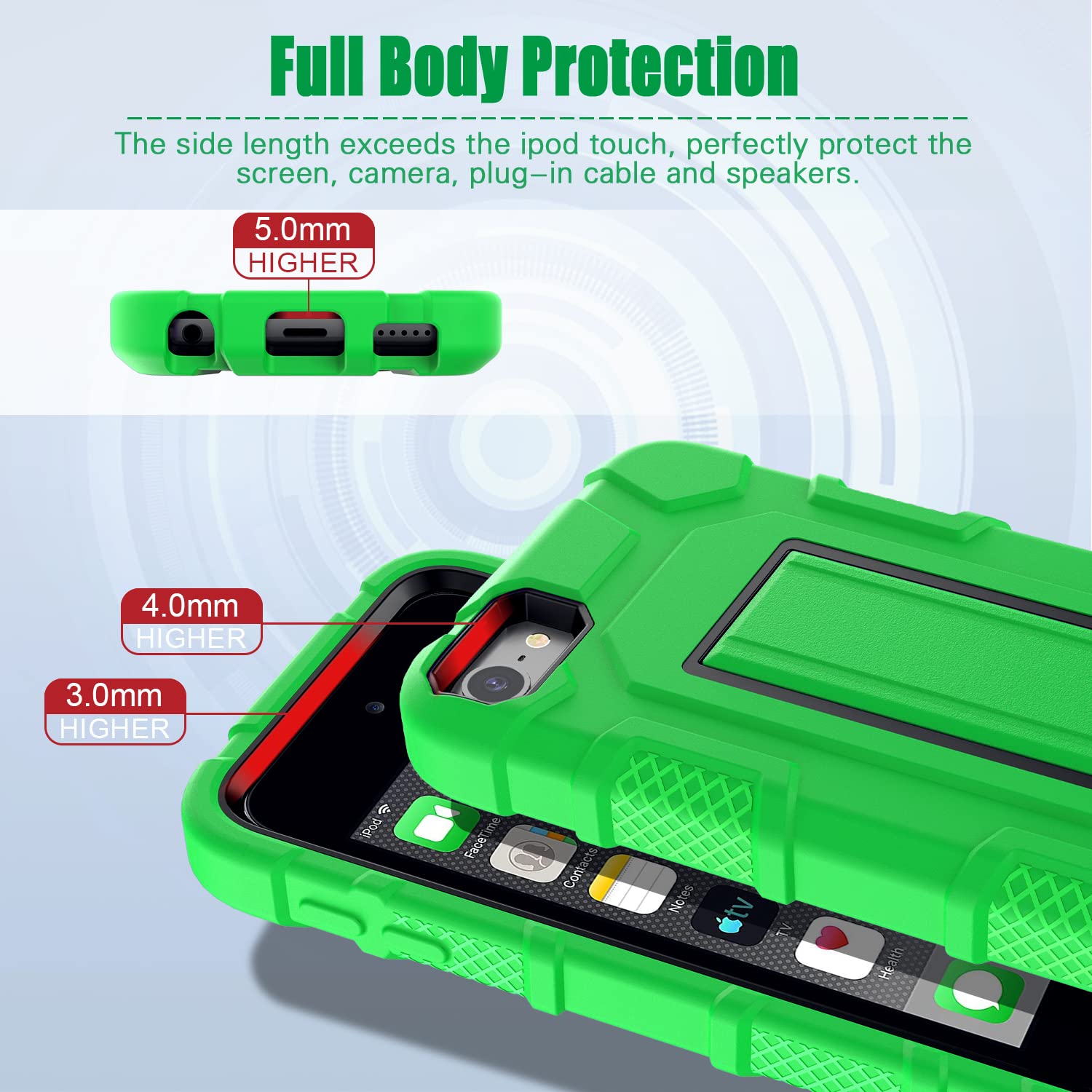 Zonefoker For Ipod Touch 7Th Generation Case, Ipod Touch 6Th / 5Th Generation Case Heavy Duty Shockproof Rugged Cover For Apple