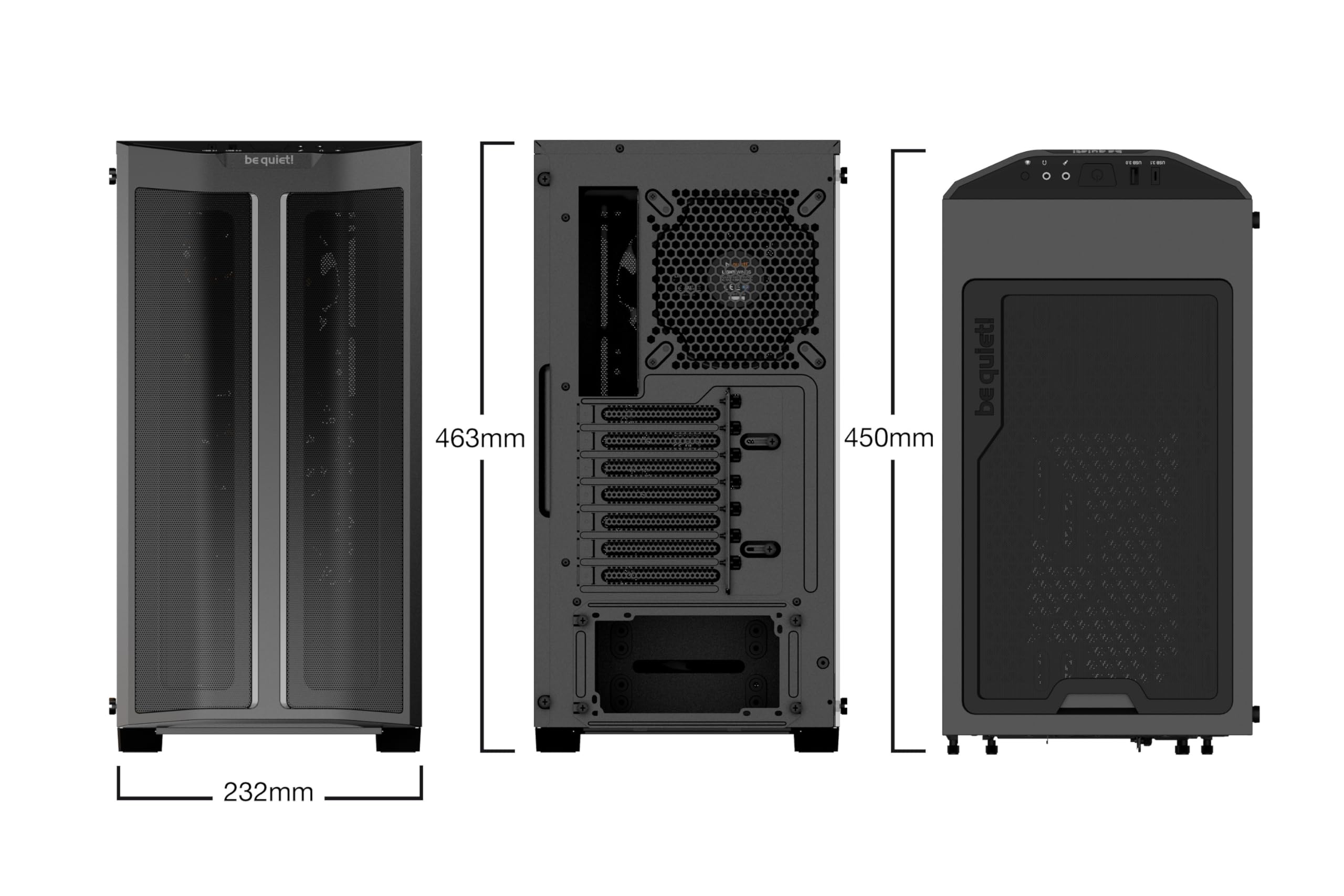Be Quiet! Pure Base 500 Fx Atx Midi Tower Pc Case | Argb | 4 Pre Installed Light Wings Pwm Fans | Tempered Glass Window | Black | Bgw43