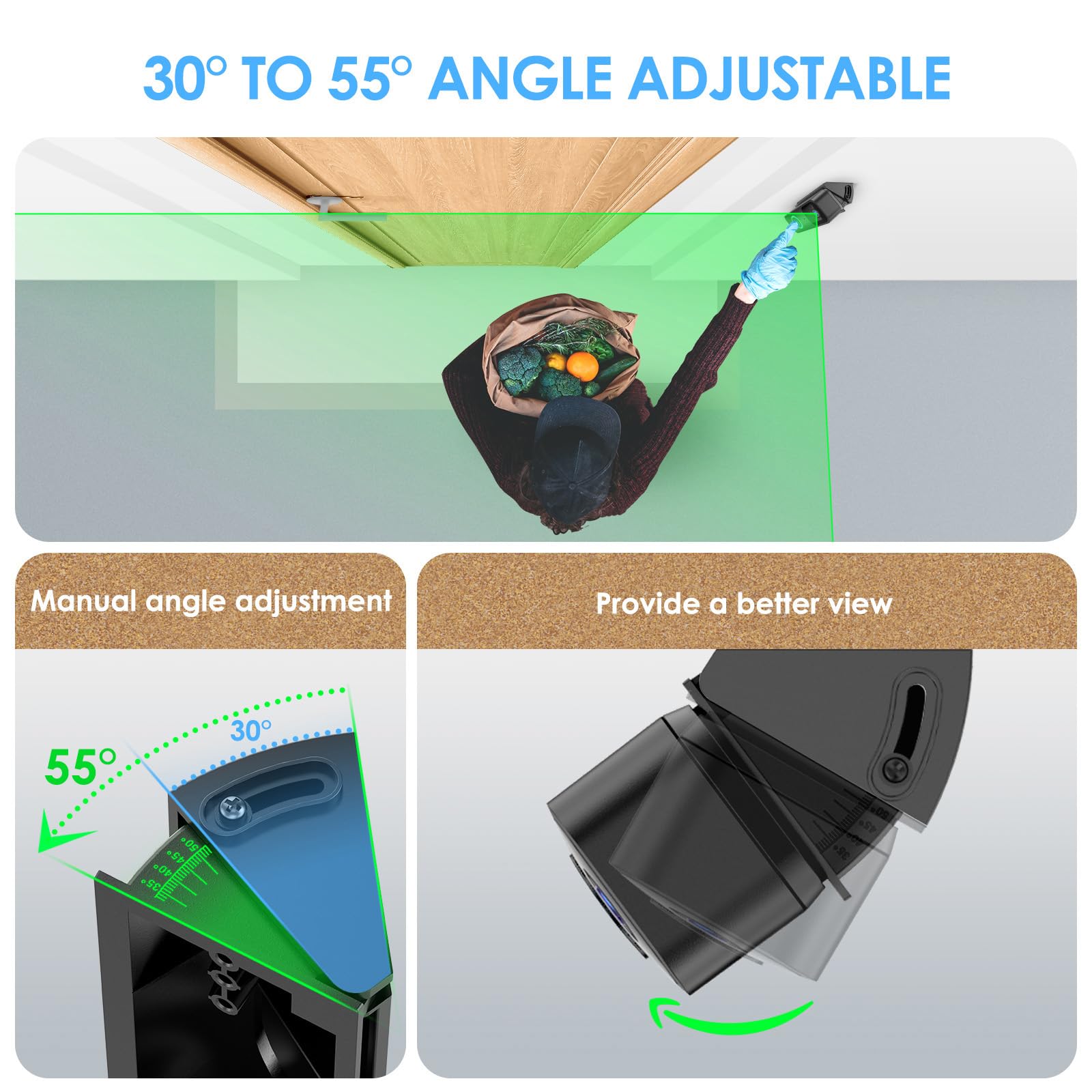 Kimilar No Drill Adhesive Angle Doorbell Mount Compatible With Blink Doorbell Mount, Rlng Video Doorbell Wired, Rlng Video Doorb