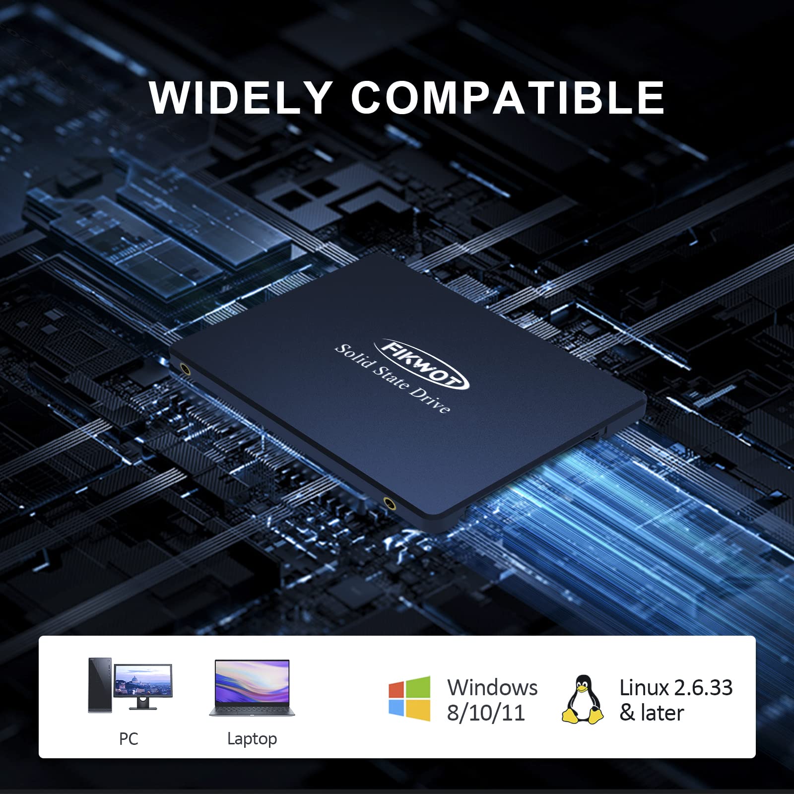 Fikwot Fs810 500Gb Ssd Sata Iii 2.5'' 6Gb/S, Internal Solid State Drive 3D Nand Flash (Read/Write Speed Up To 550/500 Mb/S) Comp