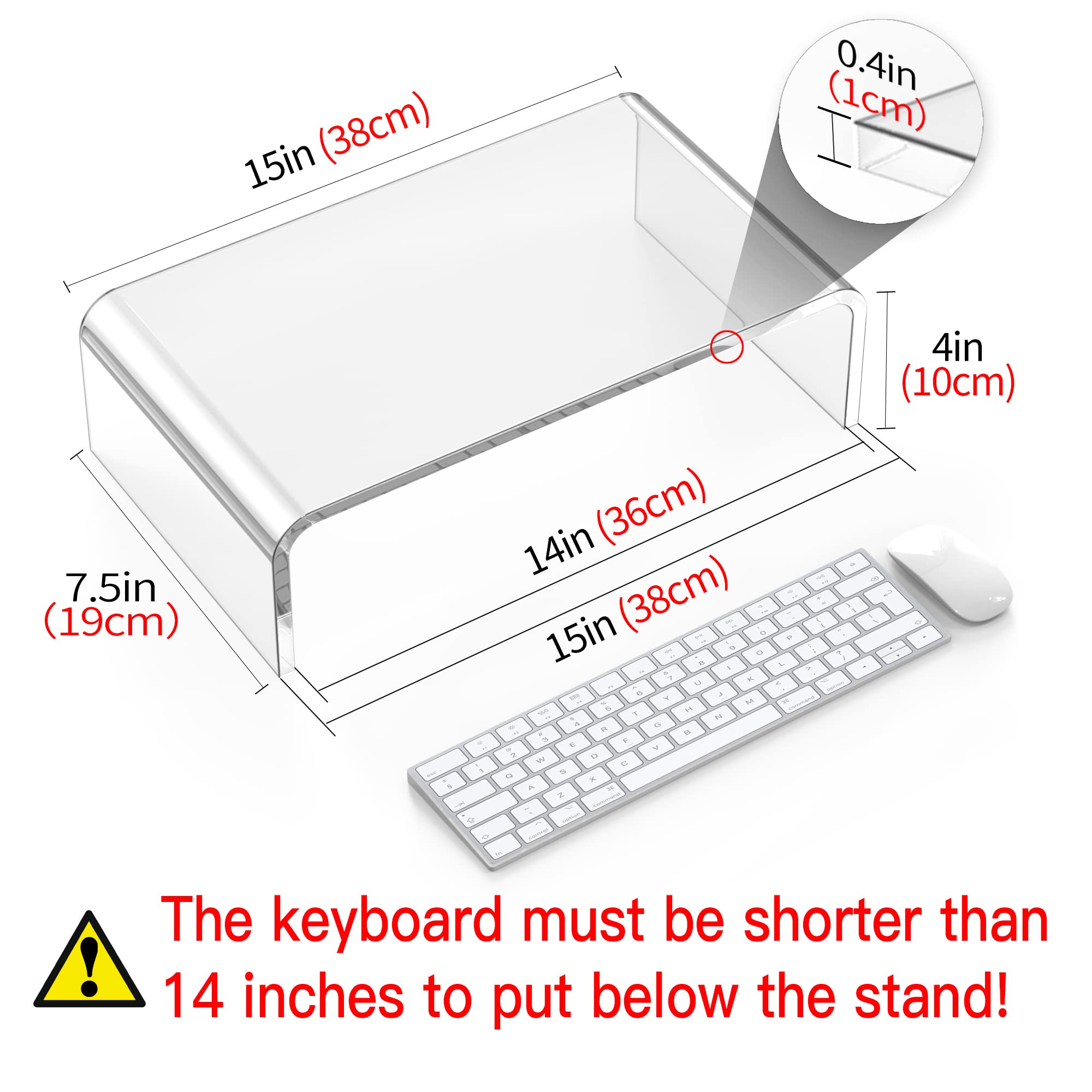 Beimu Acrylic Monitor Stand Riser Clear Laptop Stand For Desk Acrylic Monitor Riser For Desk Accessories Aesthetic Laptop Riser