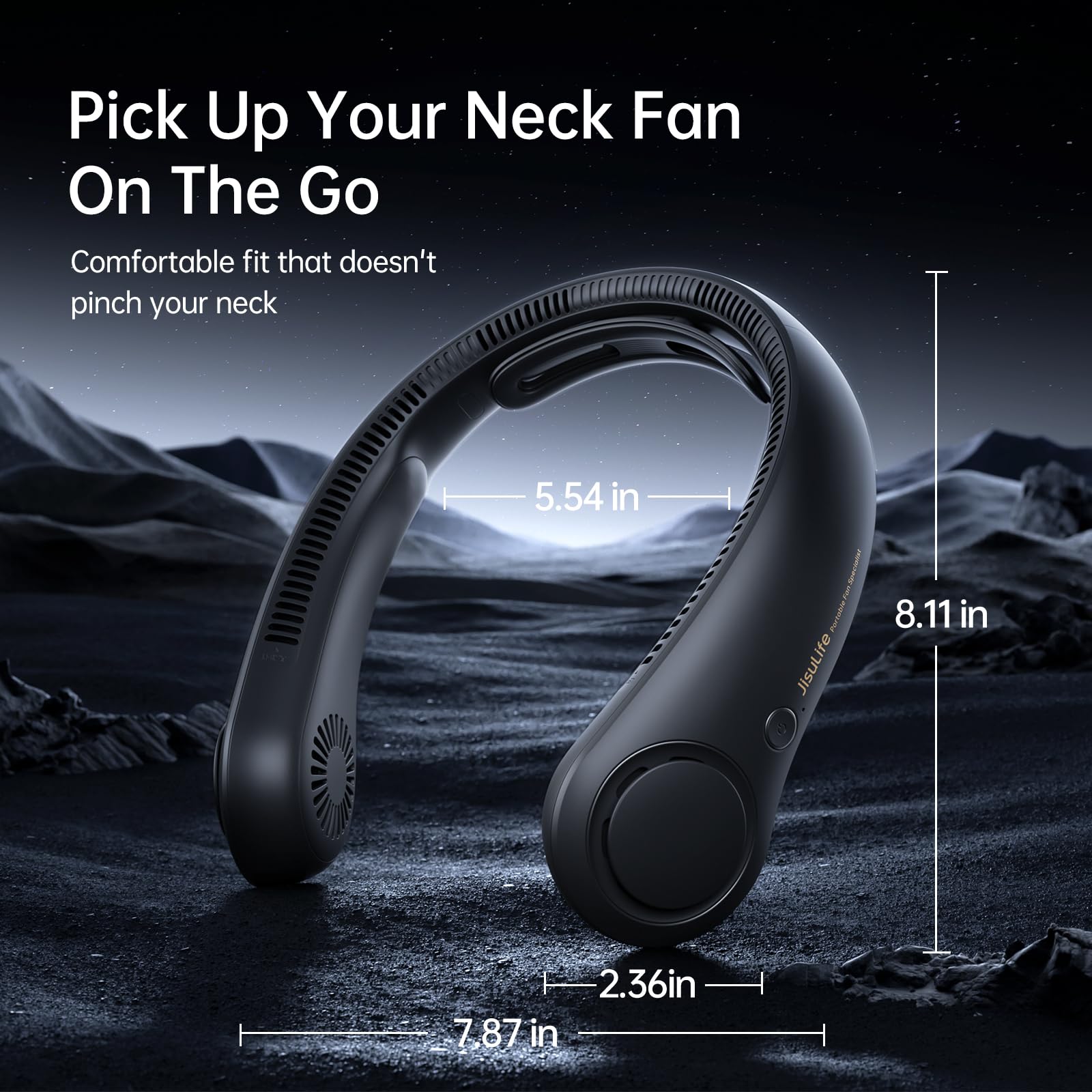 Jisulife Portable Neck Fan Upgraded, Necksupport Personal Fan Hands Free, 5 Speed Gears Adjustment, 3900 Mah Wearable Bladeless
