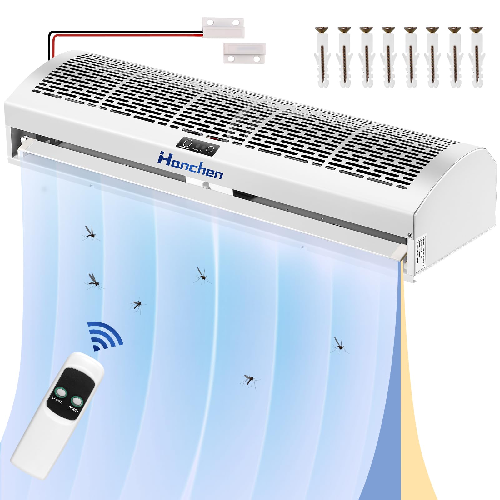 Hanchen 36 Inch Air Curtain ?2025 NEW VERSION? Magnetic Door Switch 2 Speeds 1527/1292 CFM Uncooled&Unheated Remote Control Supe