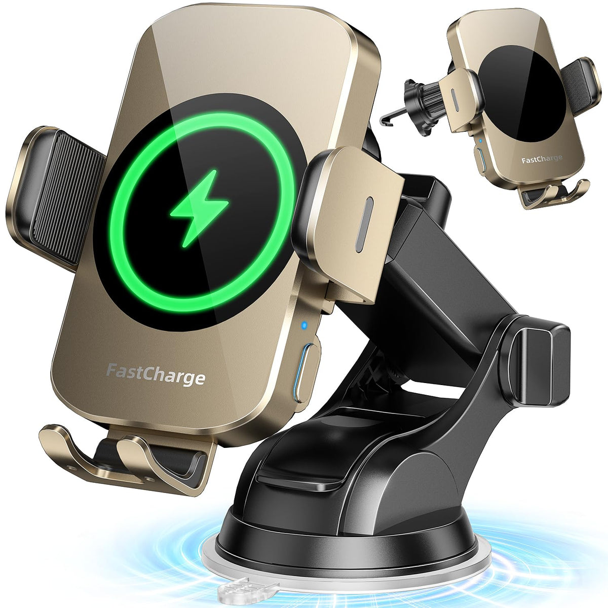 Bothlin Wireless Car Charger, Fast Charging Phone Holder 3 In 1 Phone Mount Auto Clamping Car Accessories Compatible With Iphone