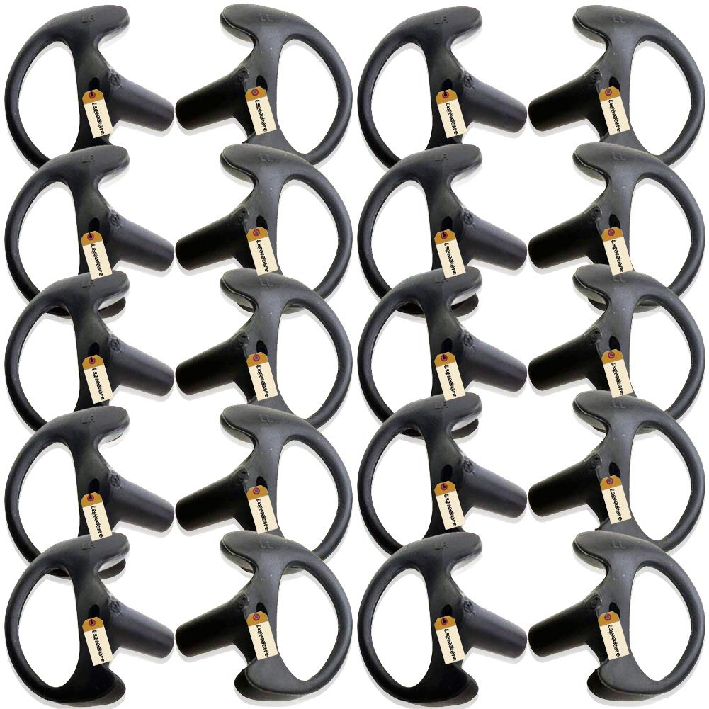 Lsgoodcare 10Pairs Replacement Earmold Earbud Left Right Ear Piece Black Large For Two Way Radio Acoustic Coil Tube Earpiece, Ear Mould Ear Buds Soft Silicone Walkie Talkie Earpiece