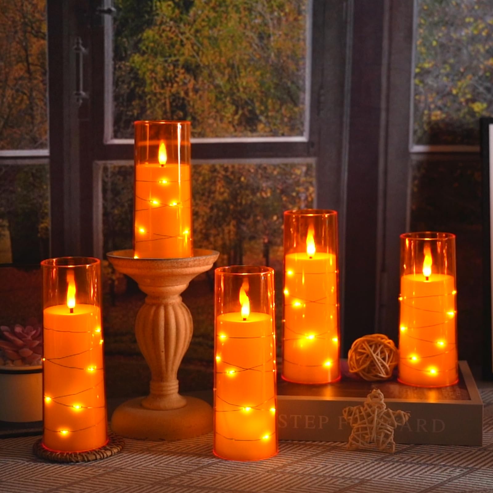 Kakoya Flameless Led Candles With Timer 9 Pc Flickering Flameless Candles For Romantic Ambiance And Home Decoration Stable Acryl