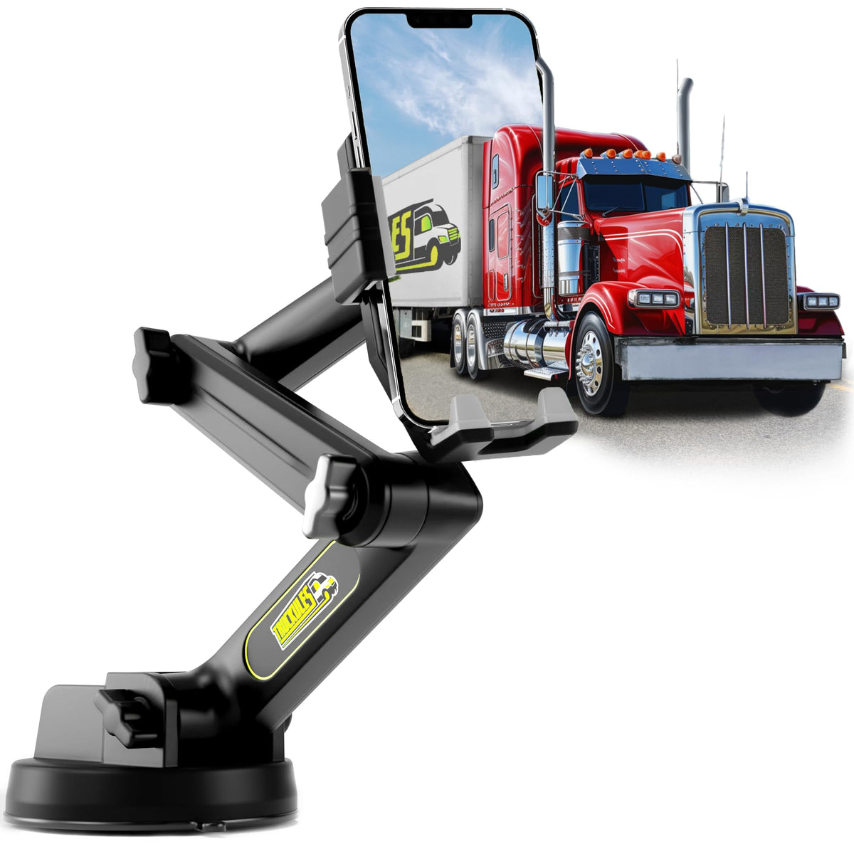 Phone Mount For Truck Phone Holder For Truck - Heavy Duty Super Suction Cup, Mobile Device Holder For Dashboard Window 16.9 Inch