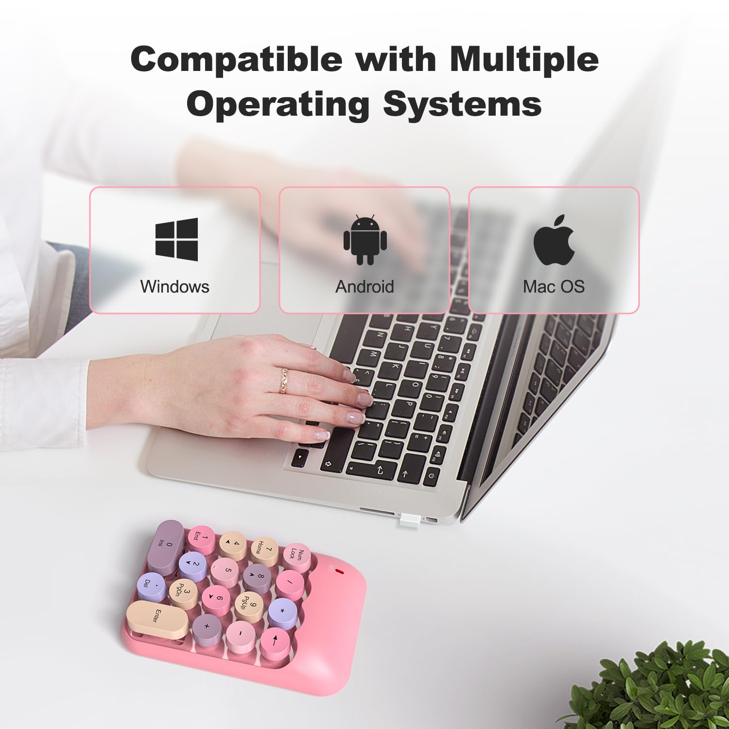 Mofii Wireless Number Pads   Pink Numeric Keypad 18 Keys Usb 2.4G Round Keycap Colorful Extensions Keypads, Financial Accounting