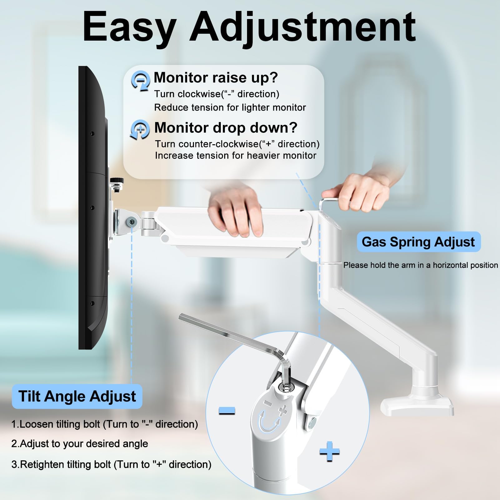 Ergofocus Dual Monitor Mount Fits 13 To 32 Inch Computer Screen, Dual Monitor Arm Hold Up To 19.8Lbs Each, Full Motion Monitor D