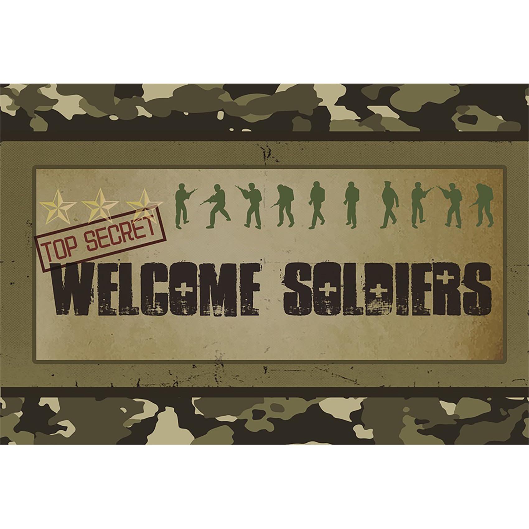 Baocicco Army Soldier Backdrop 7X5Ft Welcome Soldiers Photography Background Three Stars Top Secret Camouflage Backdrop Children