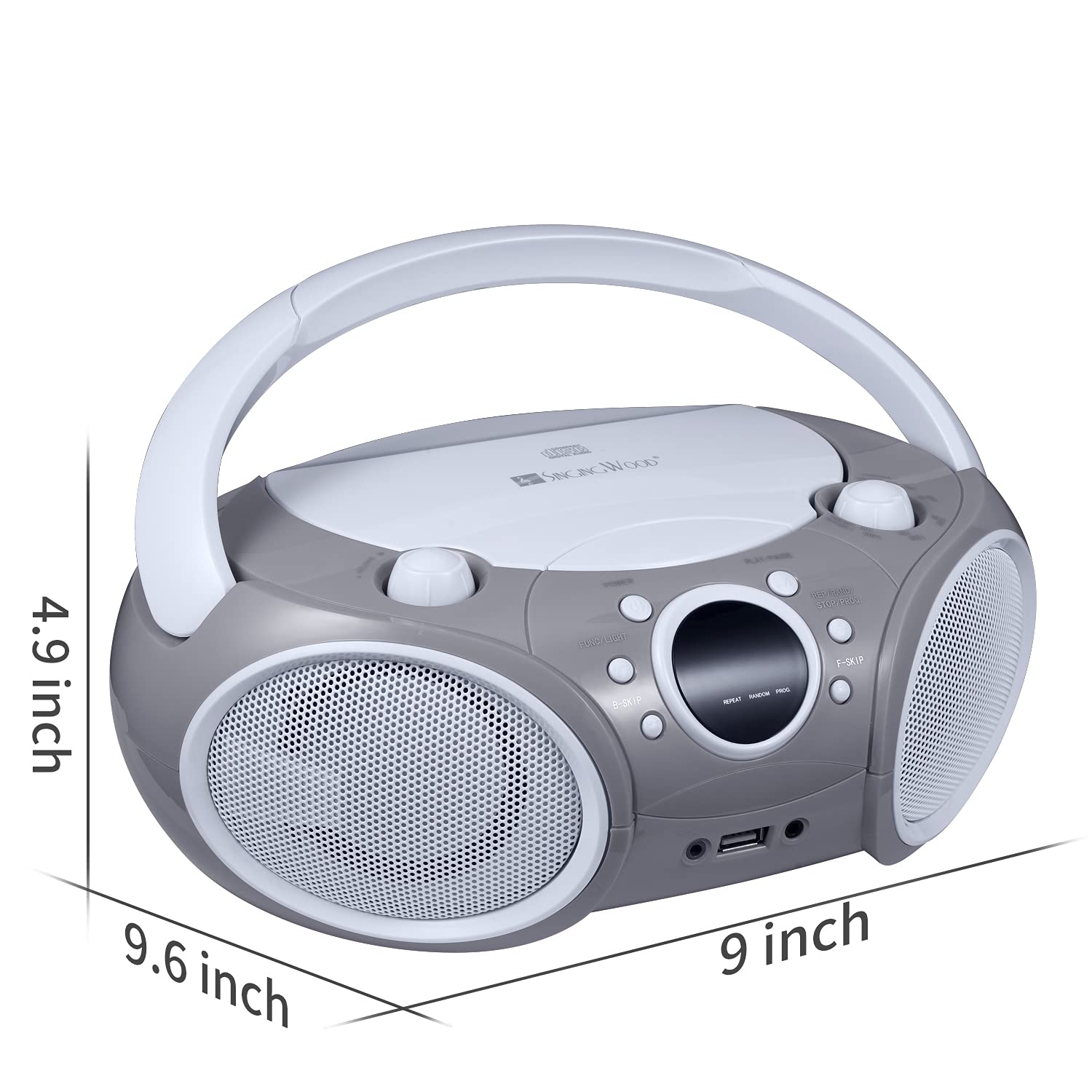 Singing Wood 030Btl Cd/Cd R/Cd Rw Boombox Portable/W Bluetooth, Usb, Am/Fm Radio, Aux Input, Headset Jack, Foldable Carrying Han