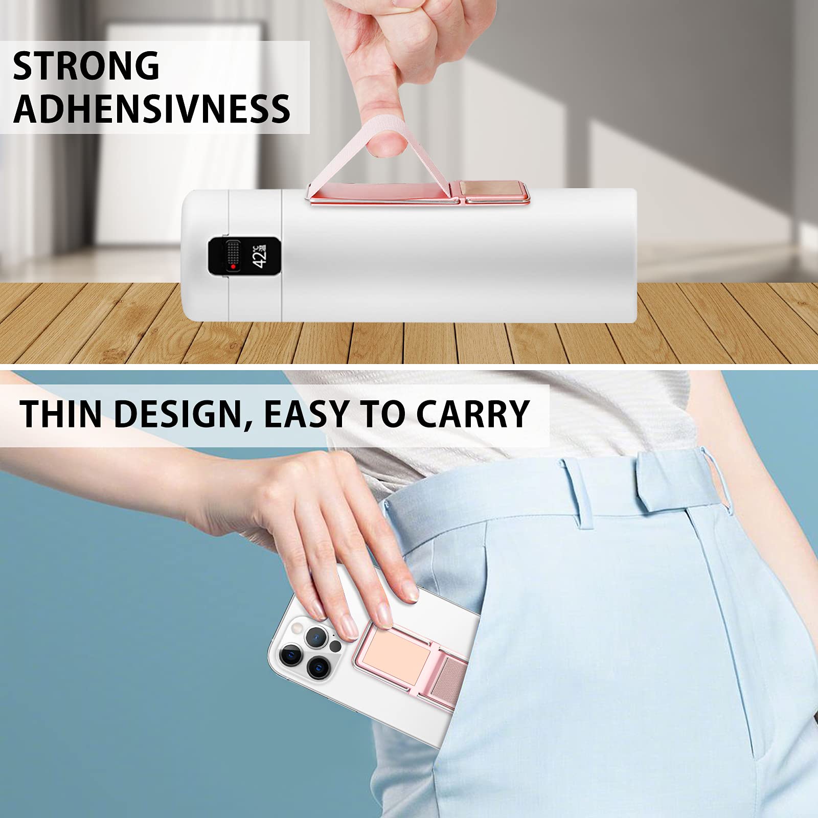 Phone Holder For Hand, Cisid Phone Grip With Stand Strap Finger Loop For Cell Phone Suitable For Iphone Samsung And Most Smartph