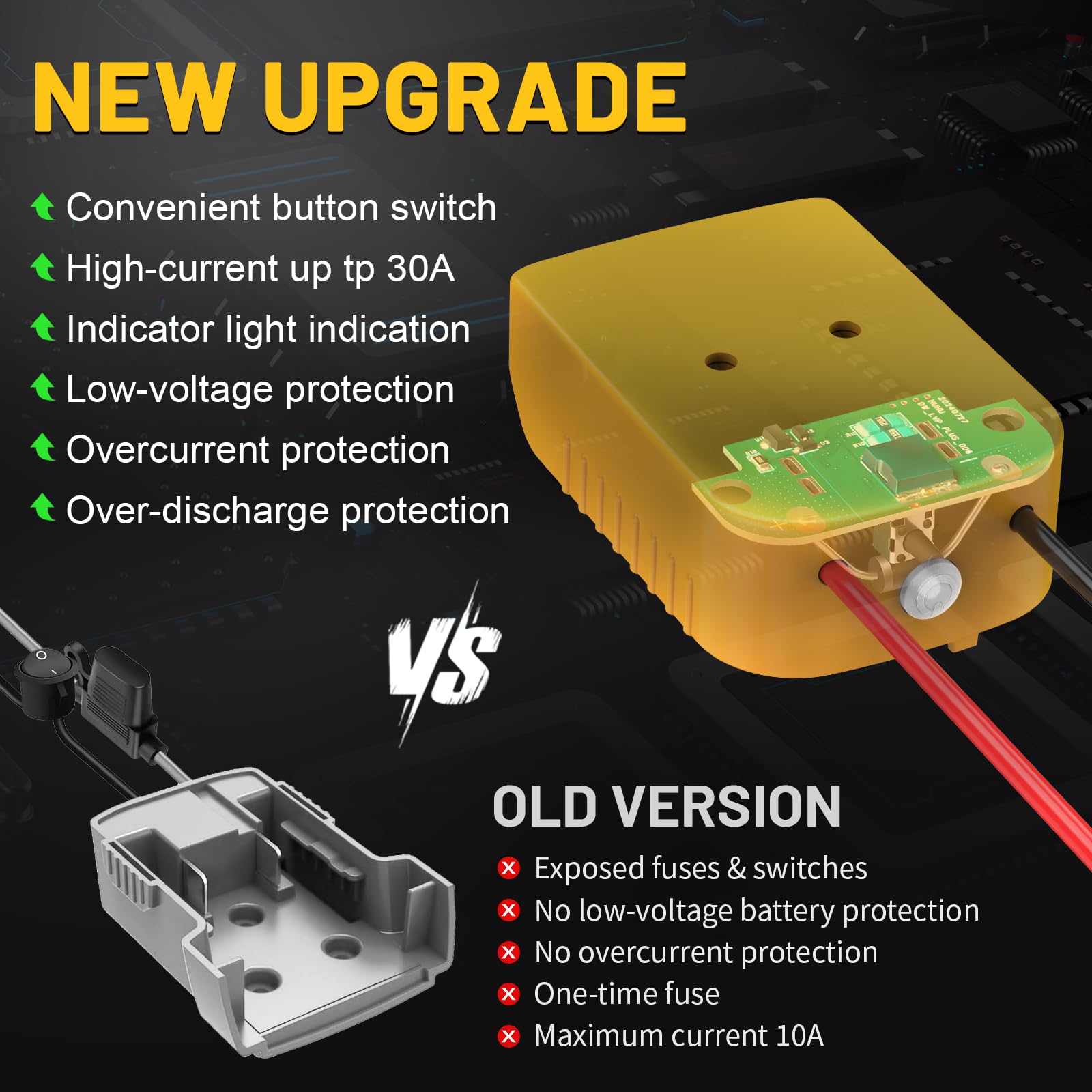 Power Wheel Adapter Compatible With Dewalt 20V Battery   Overdischarge & Overcurrent Protection, Upgraded Power Wheel Battery Co